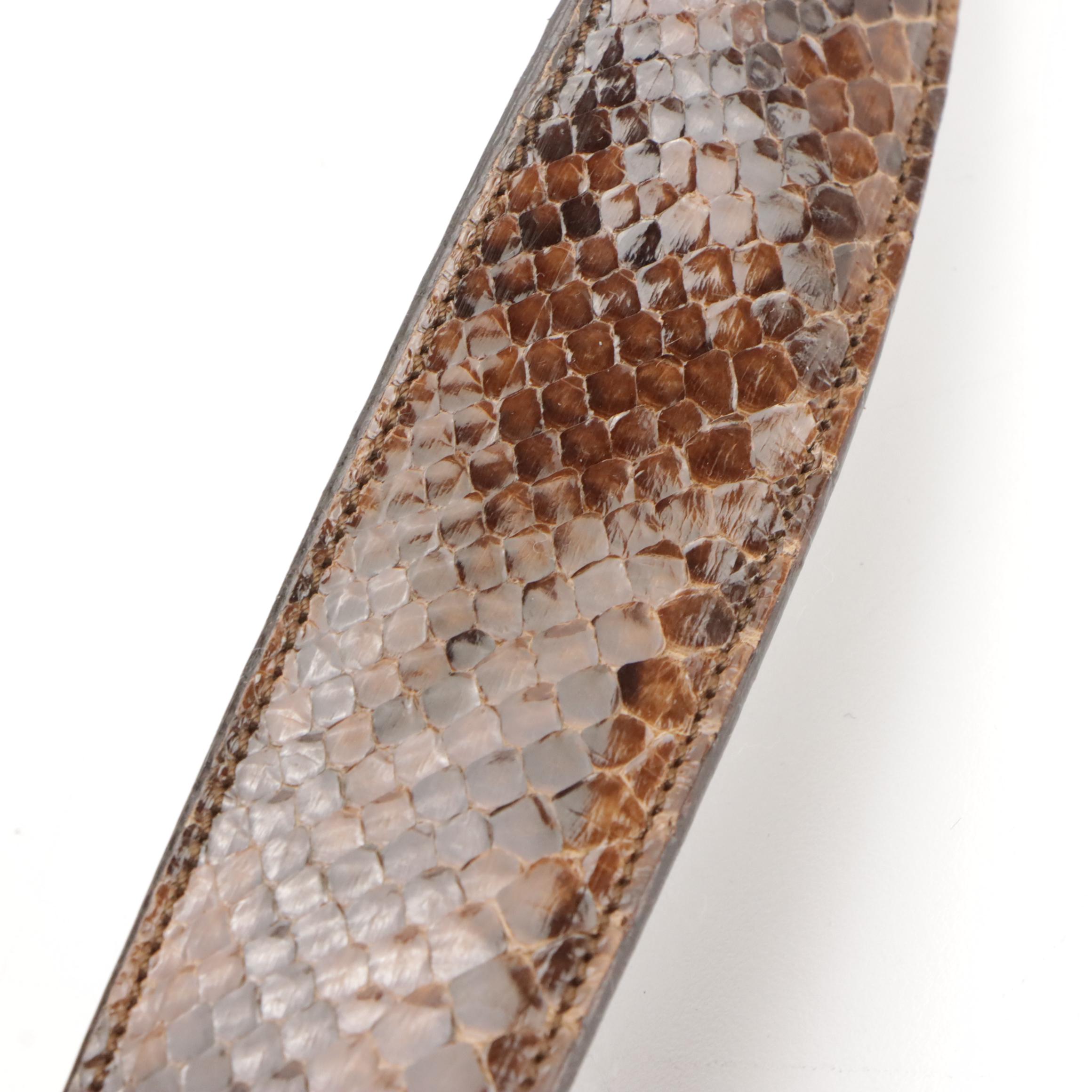 Prada Brown Snakeskin Leather Flap Shoulder Bag