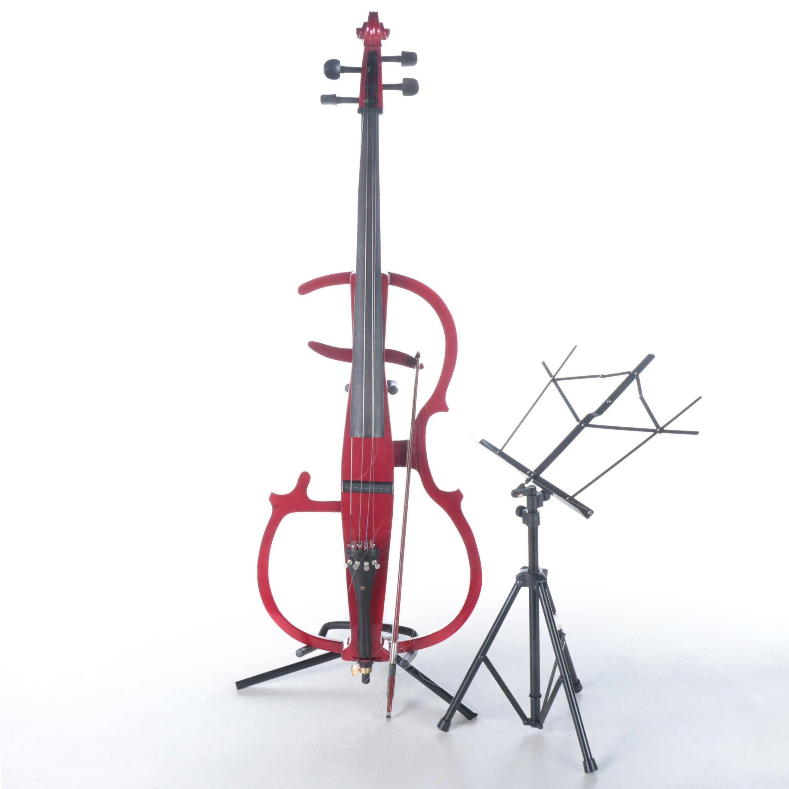 Cecilia Four String Electric Cello with Bow, Soft Gig Bag, Sheet Music Stand