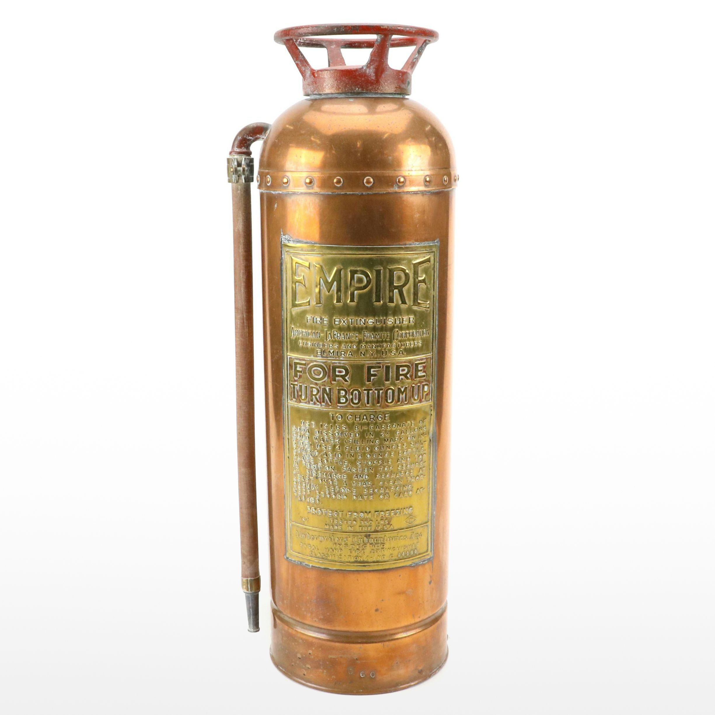 American-LaFrance-Foamite Corp. "Empire" Copper and Brass Fire Extinguisher