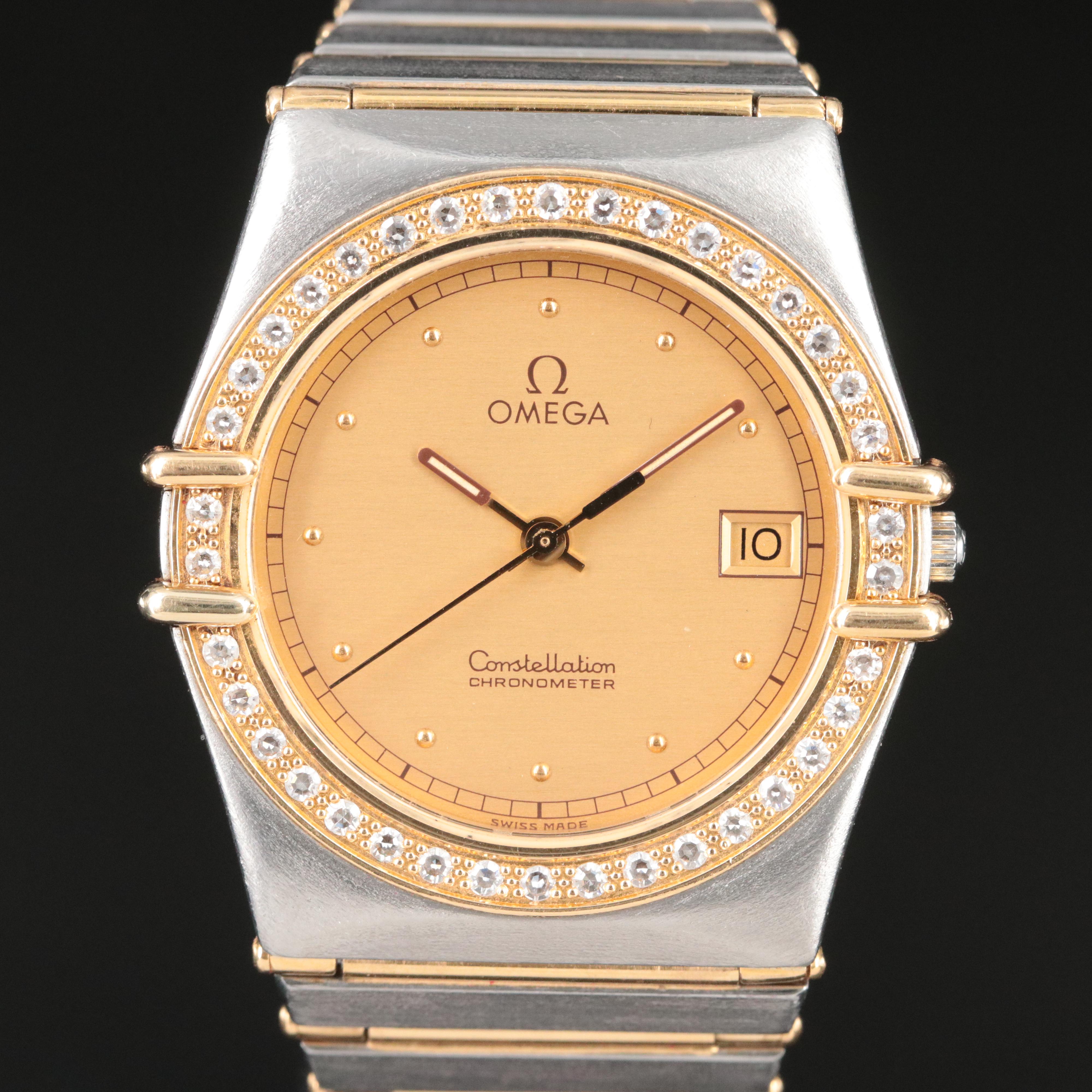 18K and Stainless Steel Omega Constellation Diamond Watch