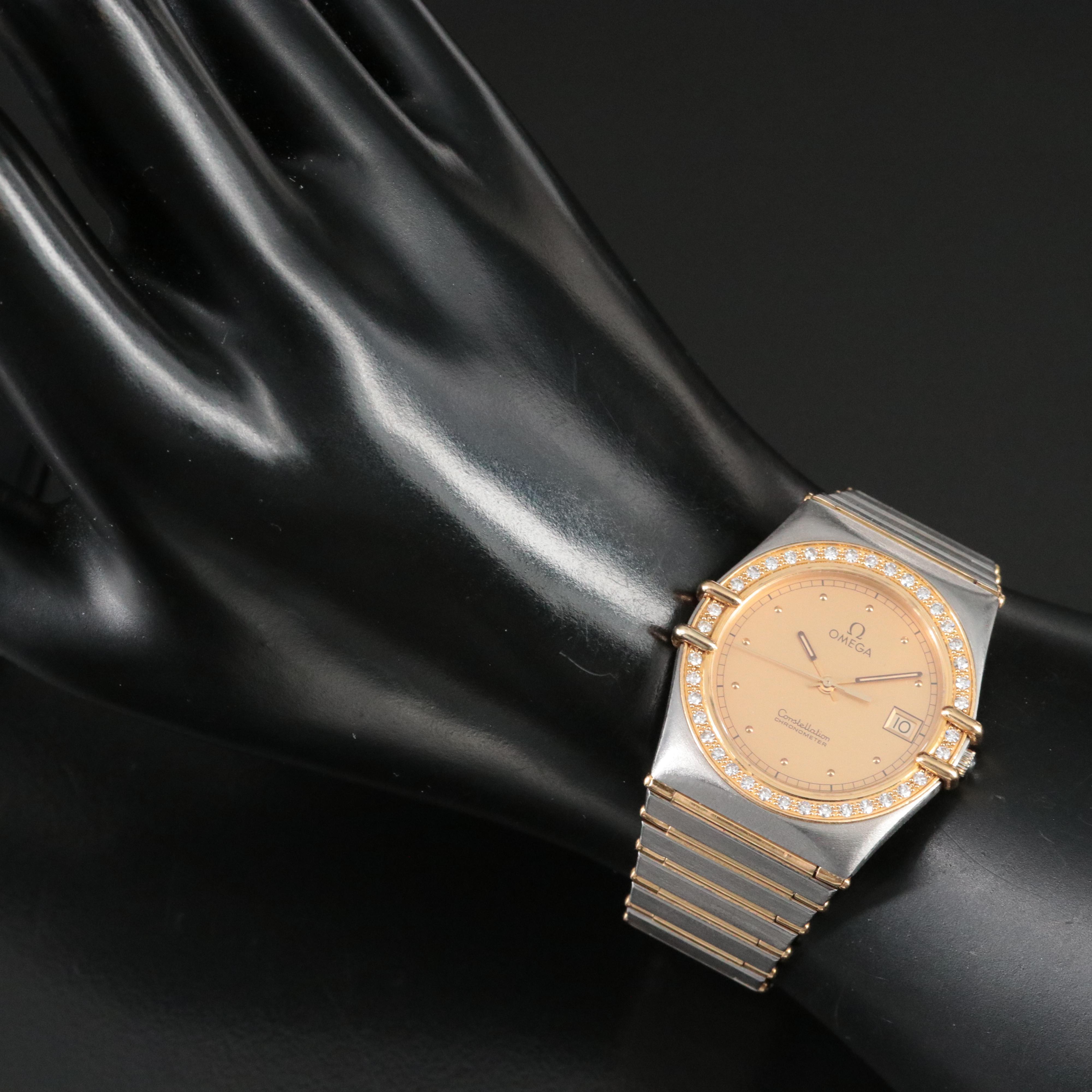 18K and Stainless Steel Omega Constellation Diamond Watch