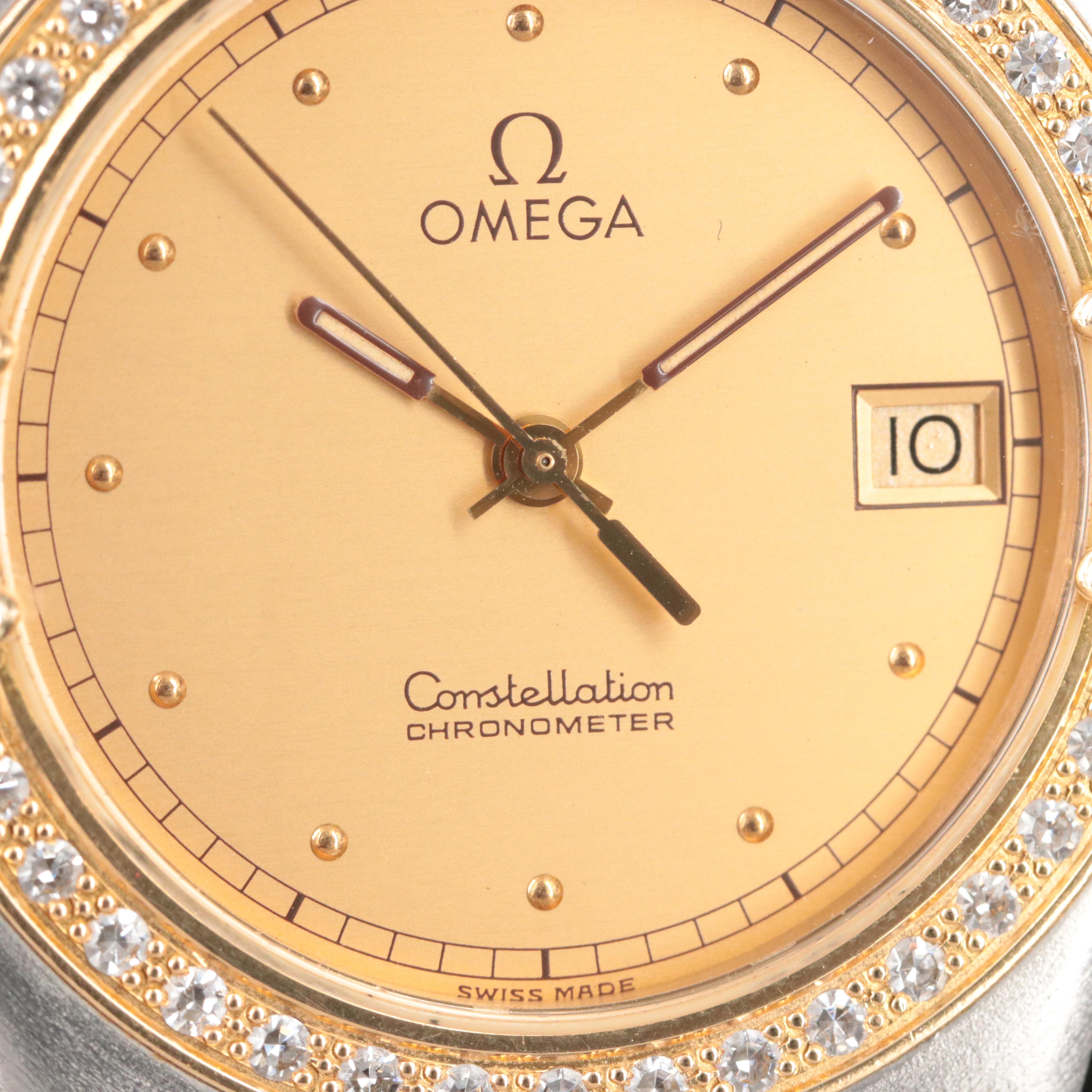 18K and Stainless Steel Omega Constellation Diamond Watch