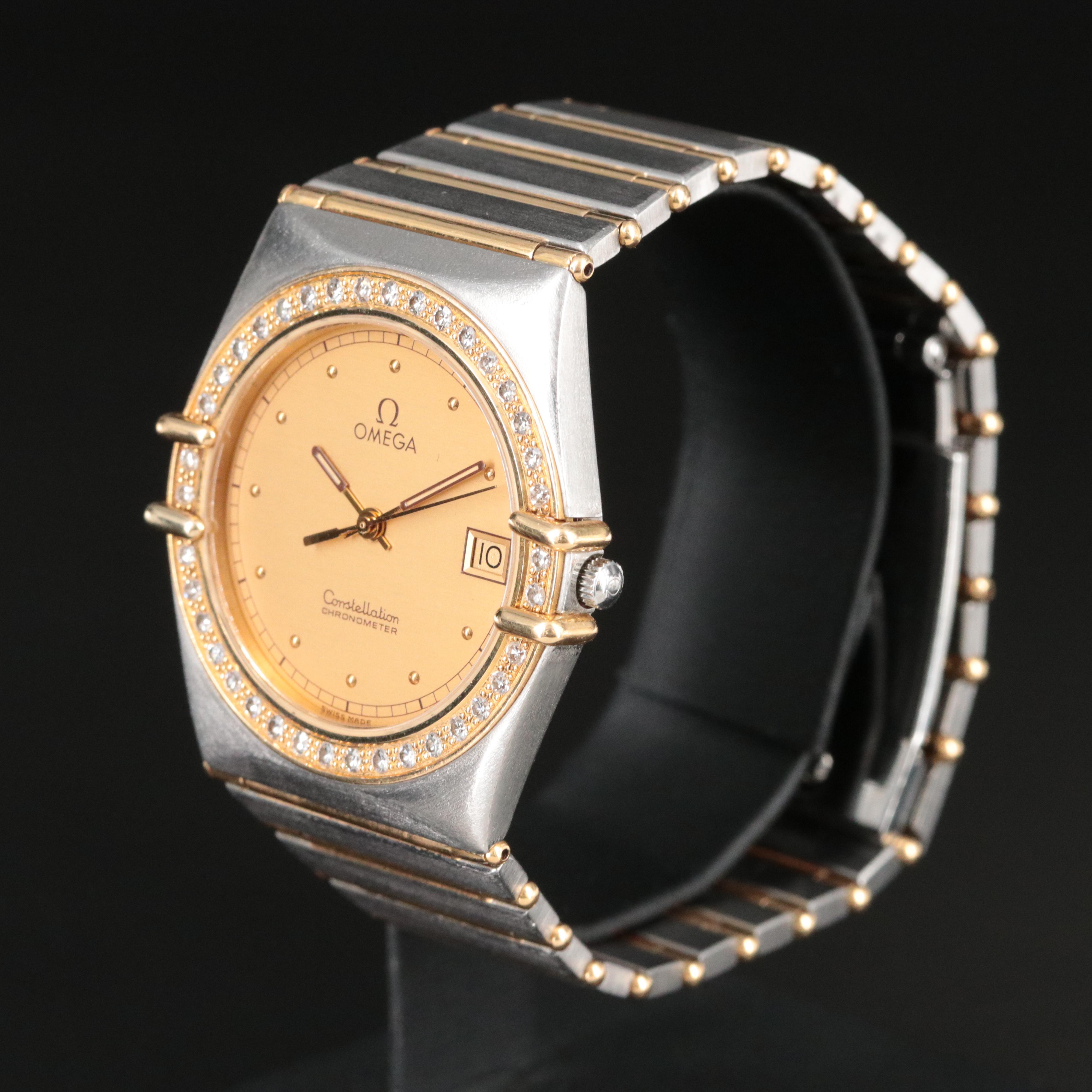 18K and Stainless Steel Omega Constellation Diamond Watch