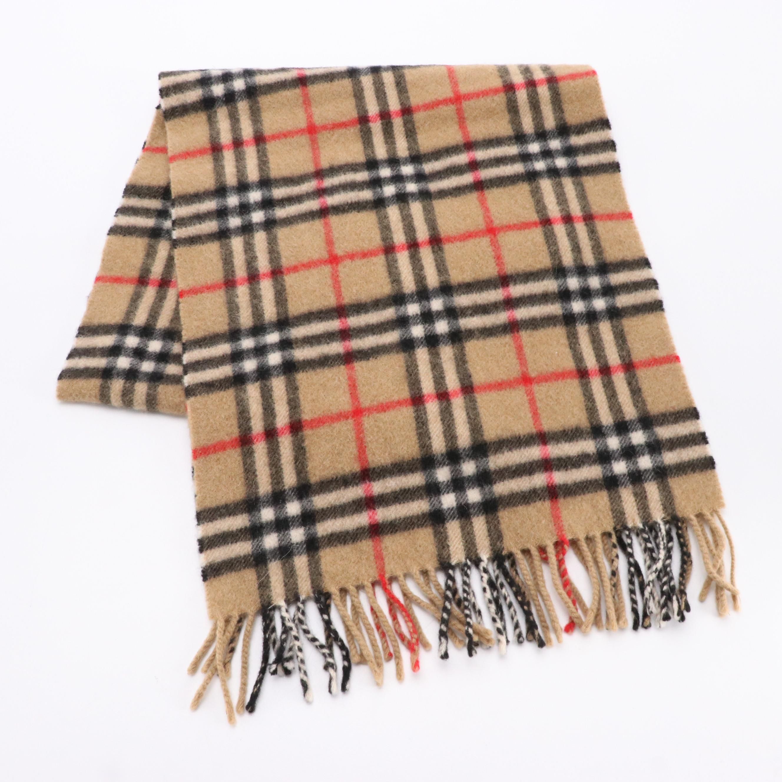 Burberrys House Check Cashmere Fringe Scarf