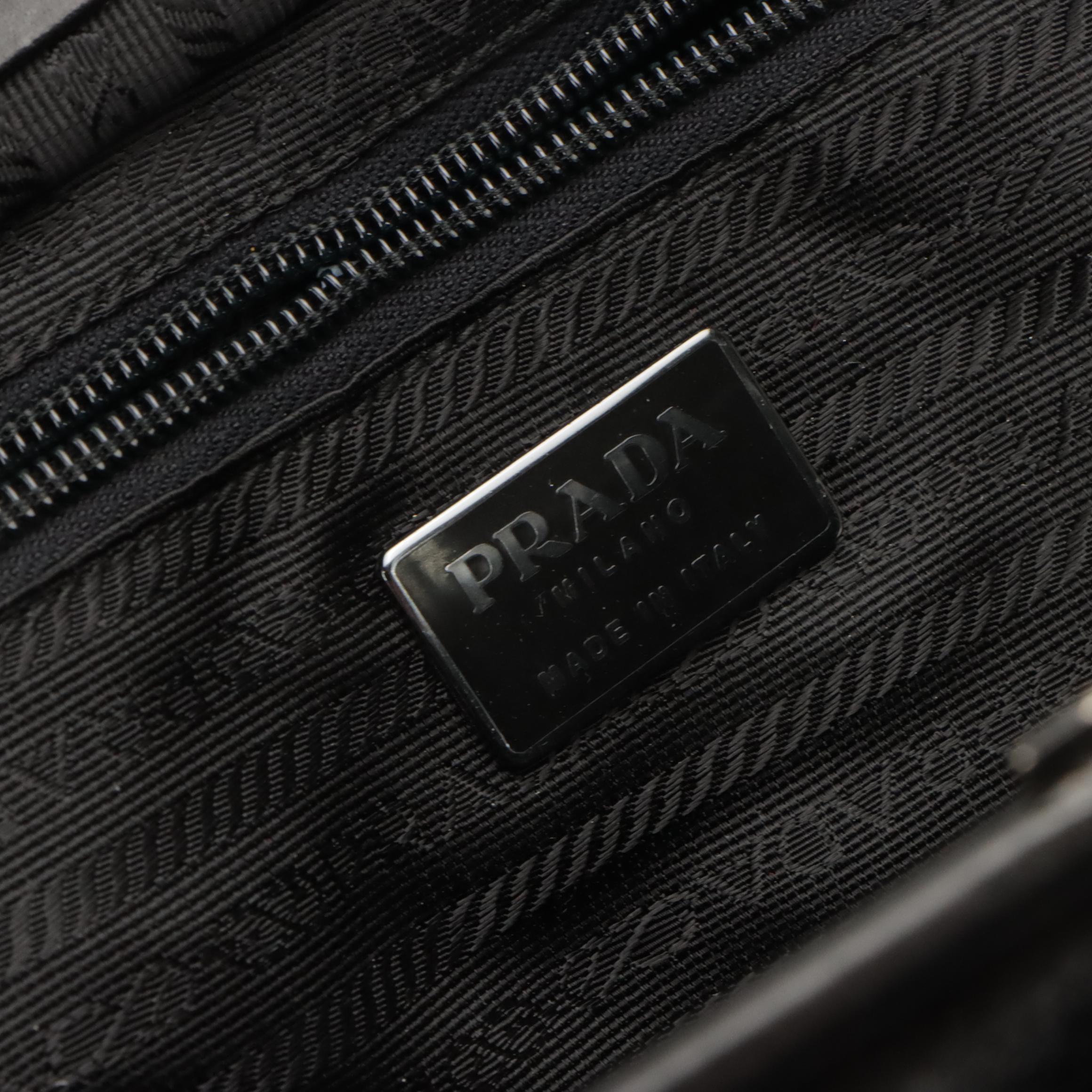 Prada Hinge Frame Doctor Shoulder Bag in Black Velvet and Leather, With Tag