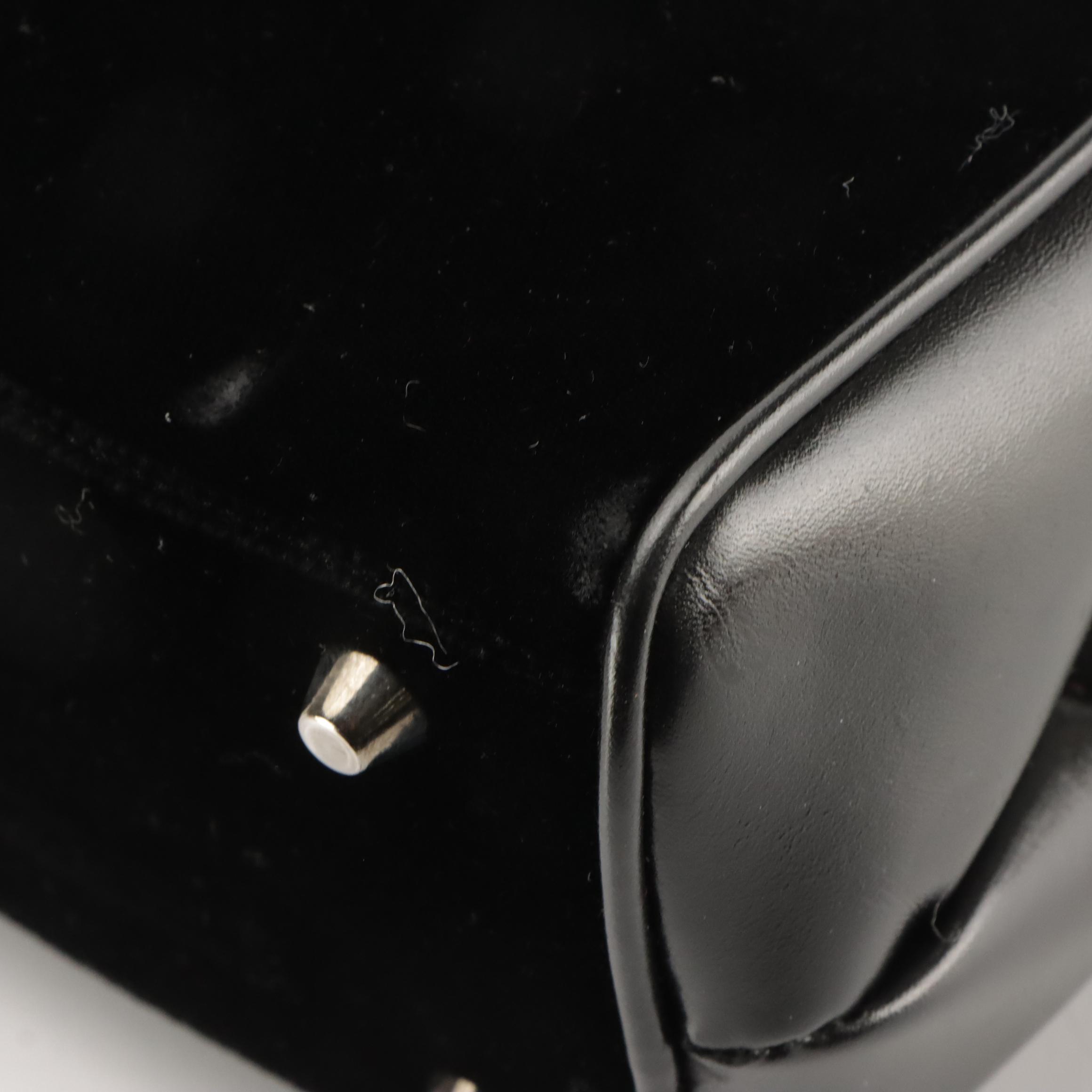 Prada Hinge Frame Doctor Shoulder Bag in Black Velvet and Leather, With Tag