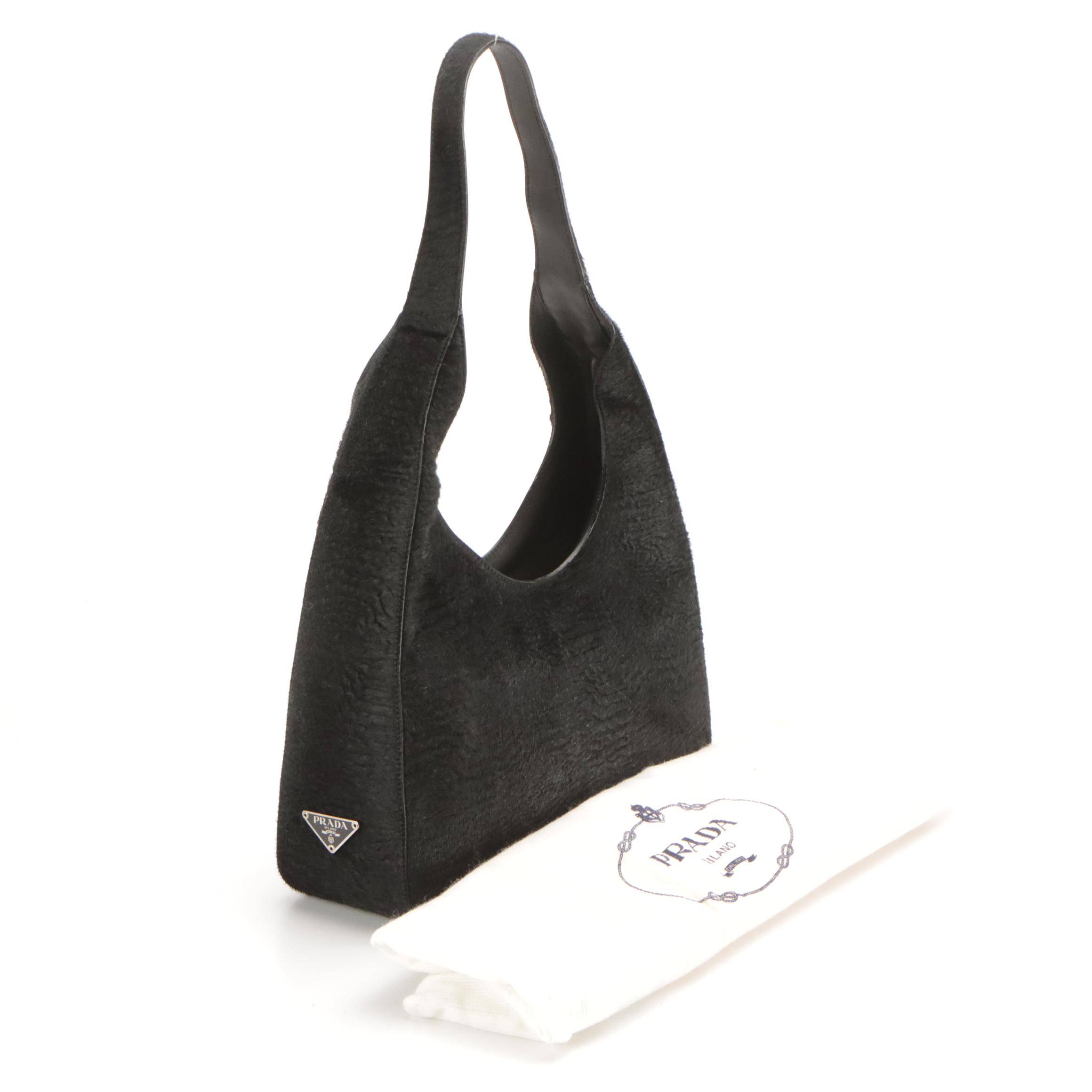 Prada Hobo Shoulder Bag in Black Persian Lamb Fur, With Tag