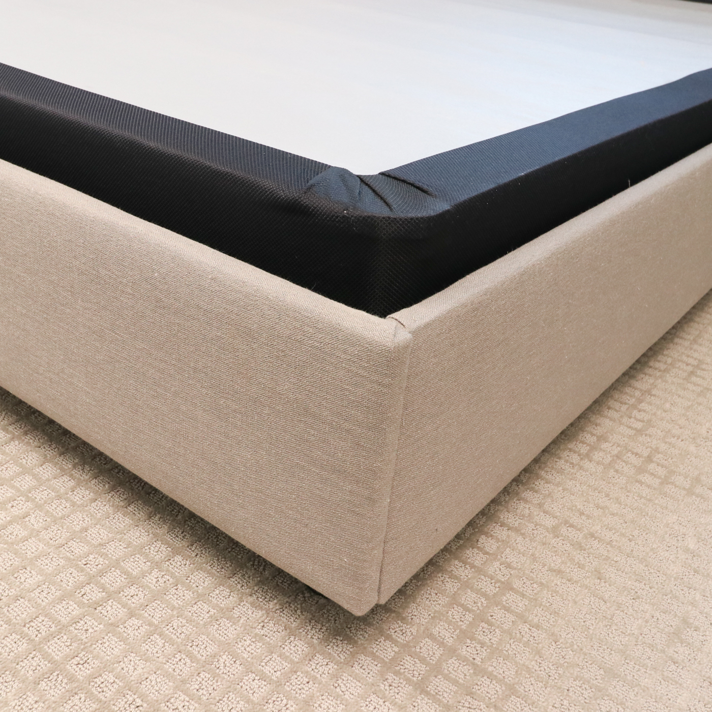 Skyline "Wesley" Channel Upholstered Queen Bed, Mattress and Foundation