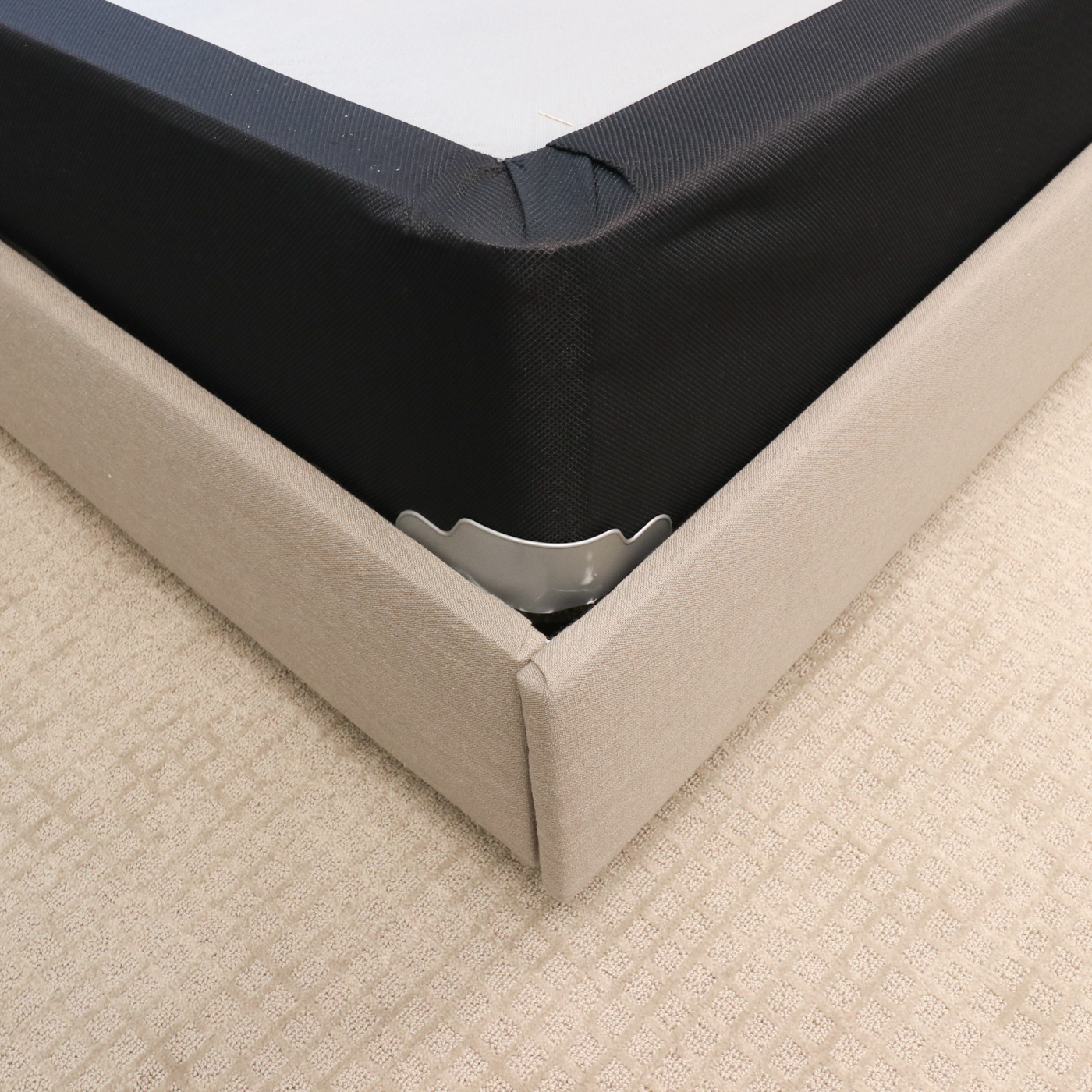 Skyline "Wesley" Channel Upholstered Queen Bed, Mattress and Foundation