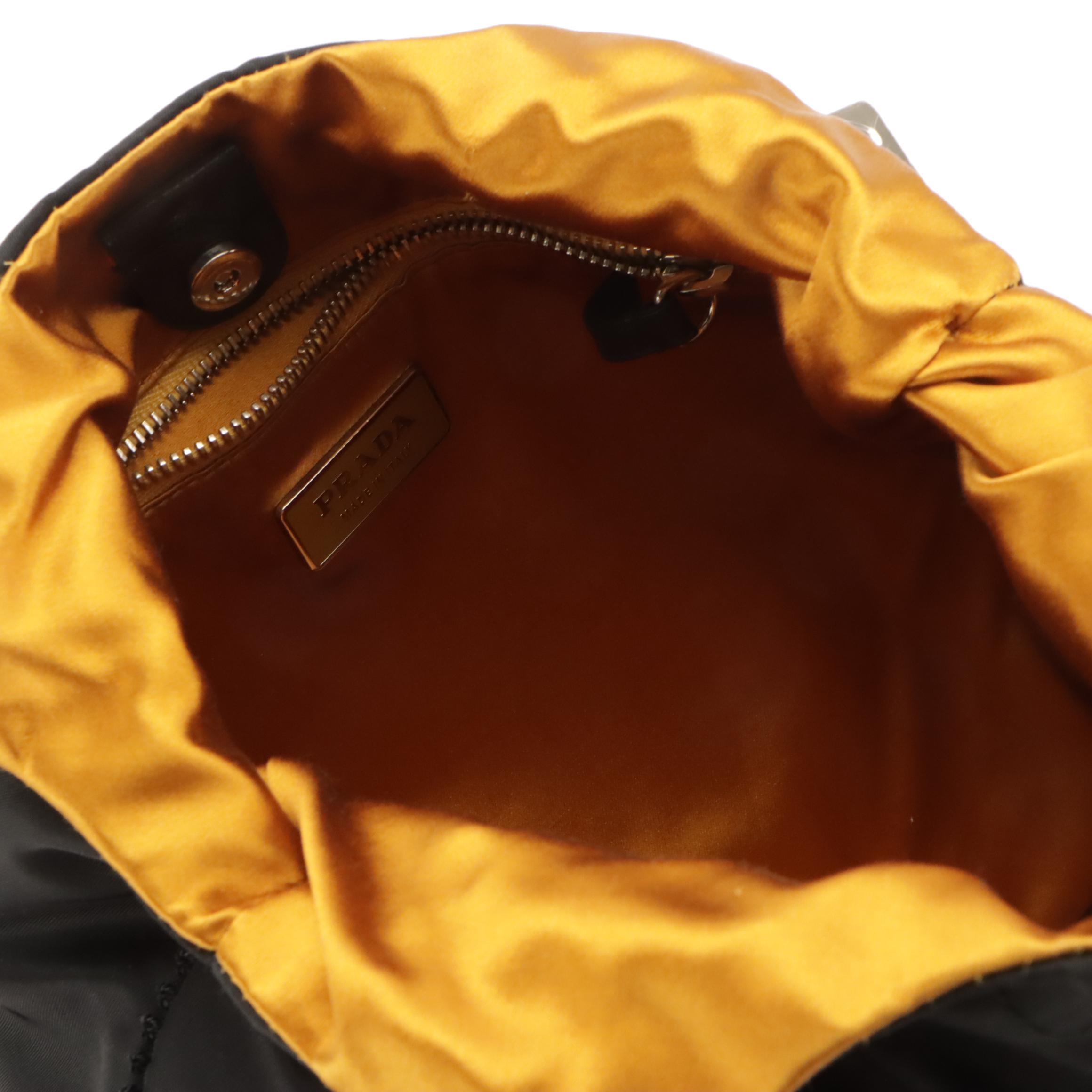 Prada Tote in Black Tessuto Nylon and Beaded Straps, With Tag