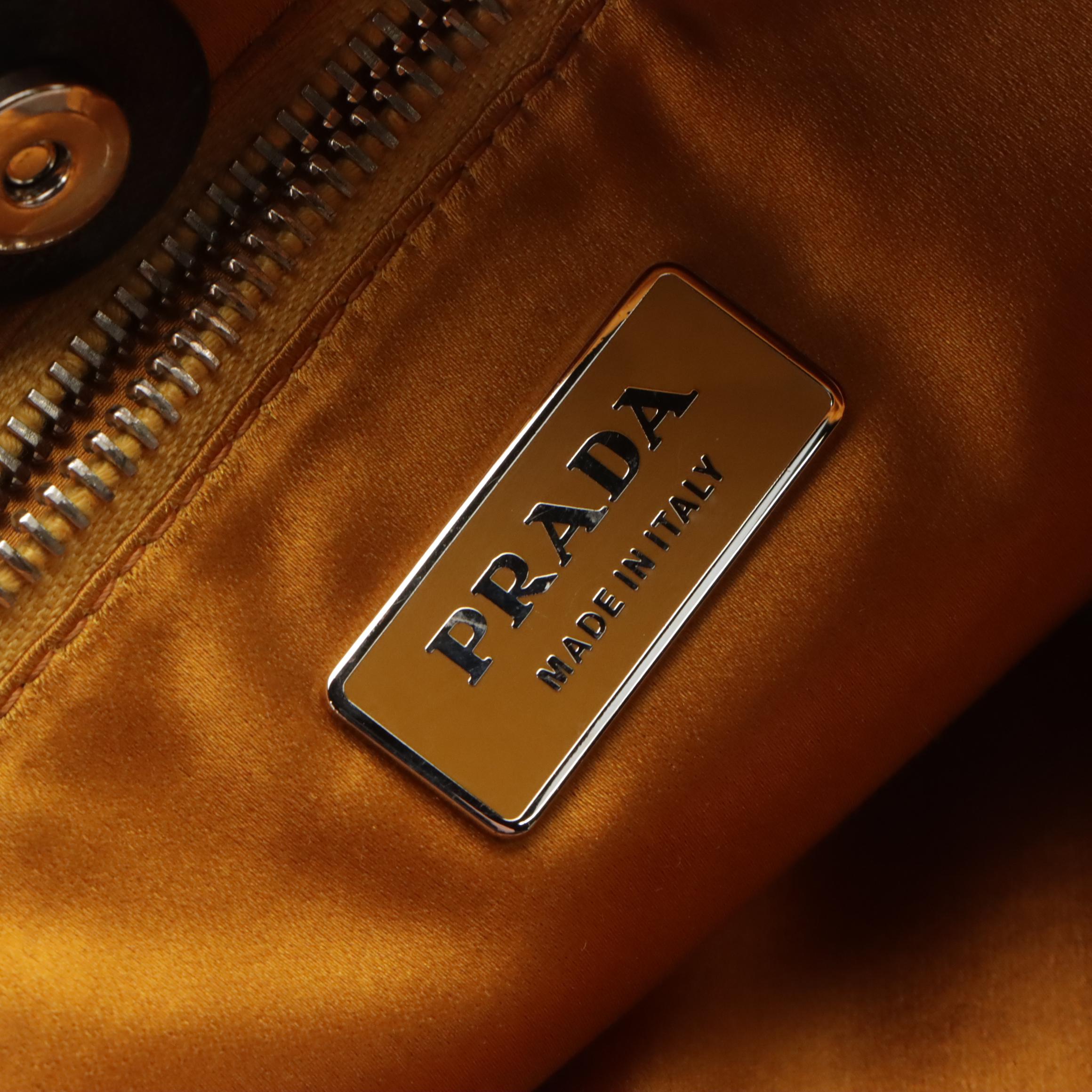 Prada Tote in Black Tessuto Nylon and Beaded Straps, With Tag