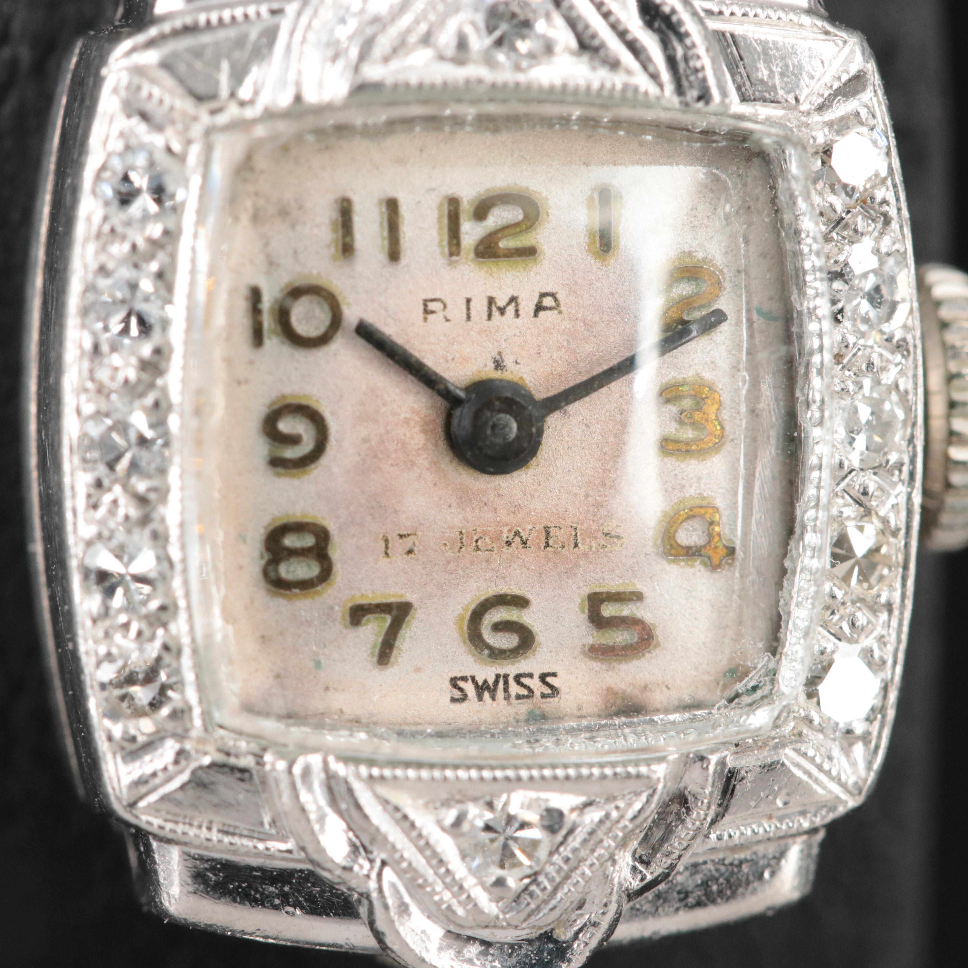 Swiss Rima Platinum and 1.00 CTW Diamond Watch