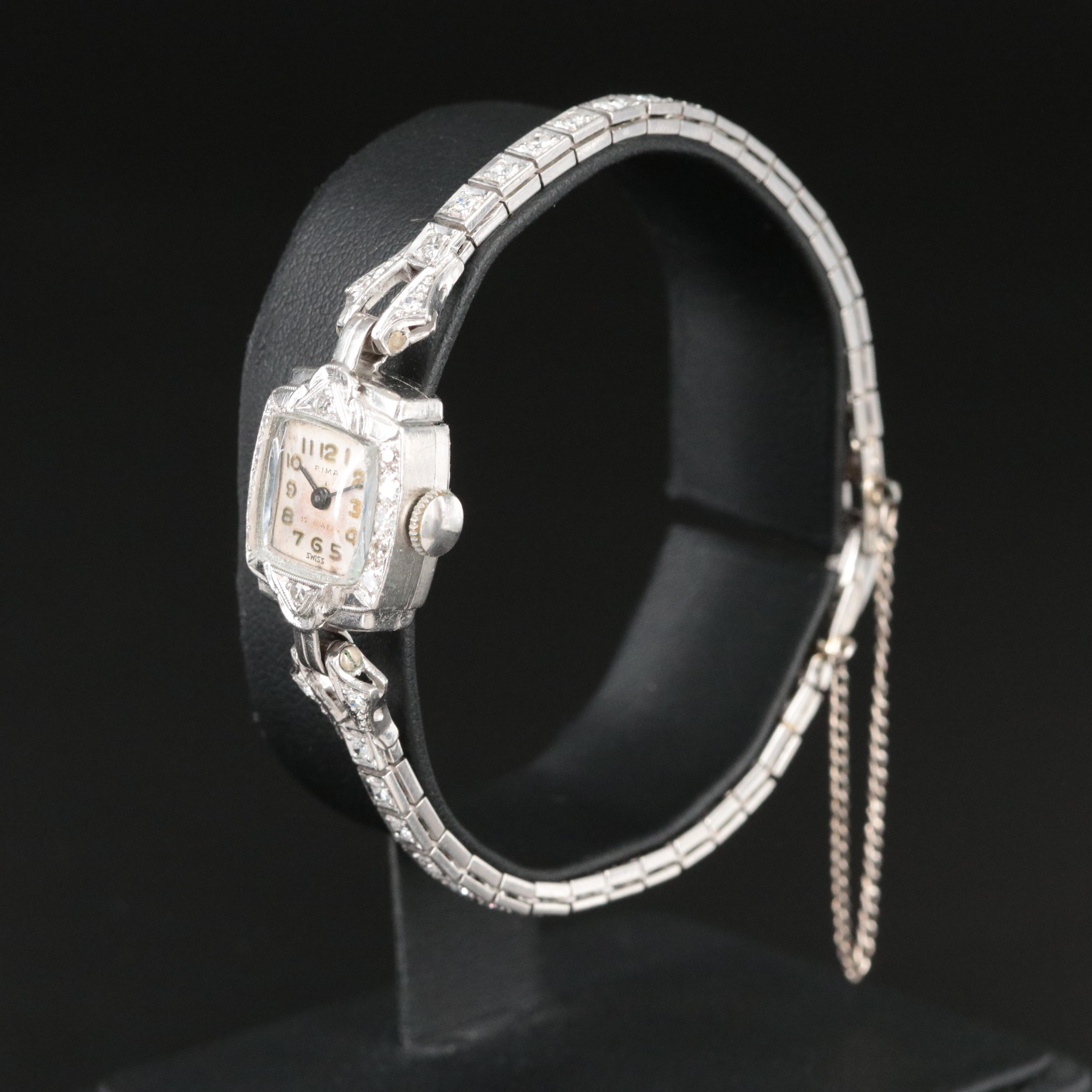 Swiss Rima Platinum and 1.00 CTW Diamond Watch