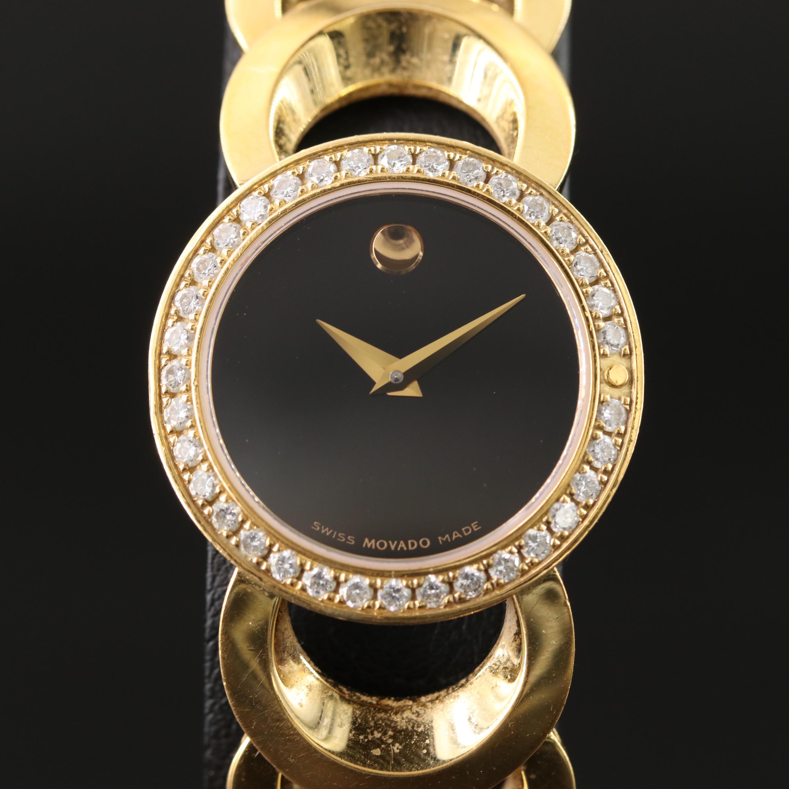 Movado Rondiro Diamond Black Dial Watch