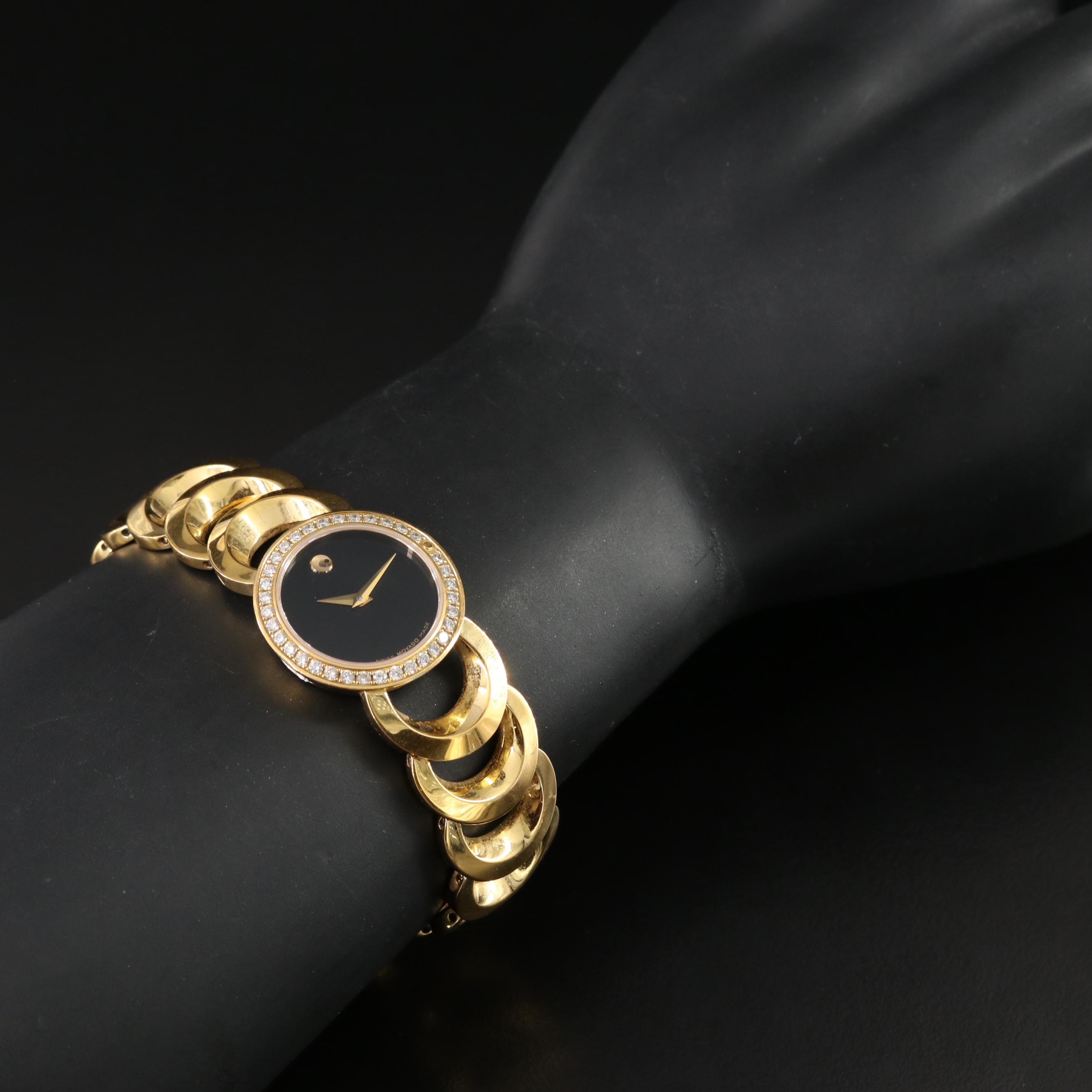 Movado Rondiro Diamond Black Dial Watch