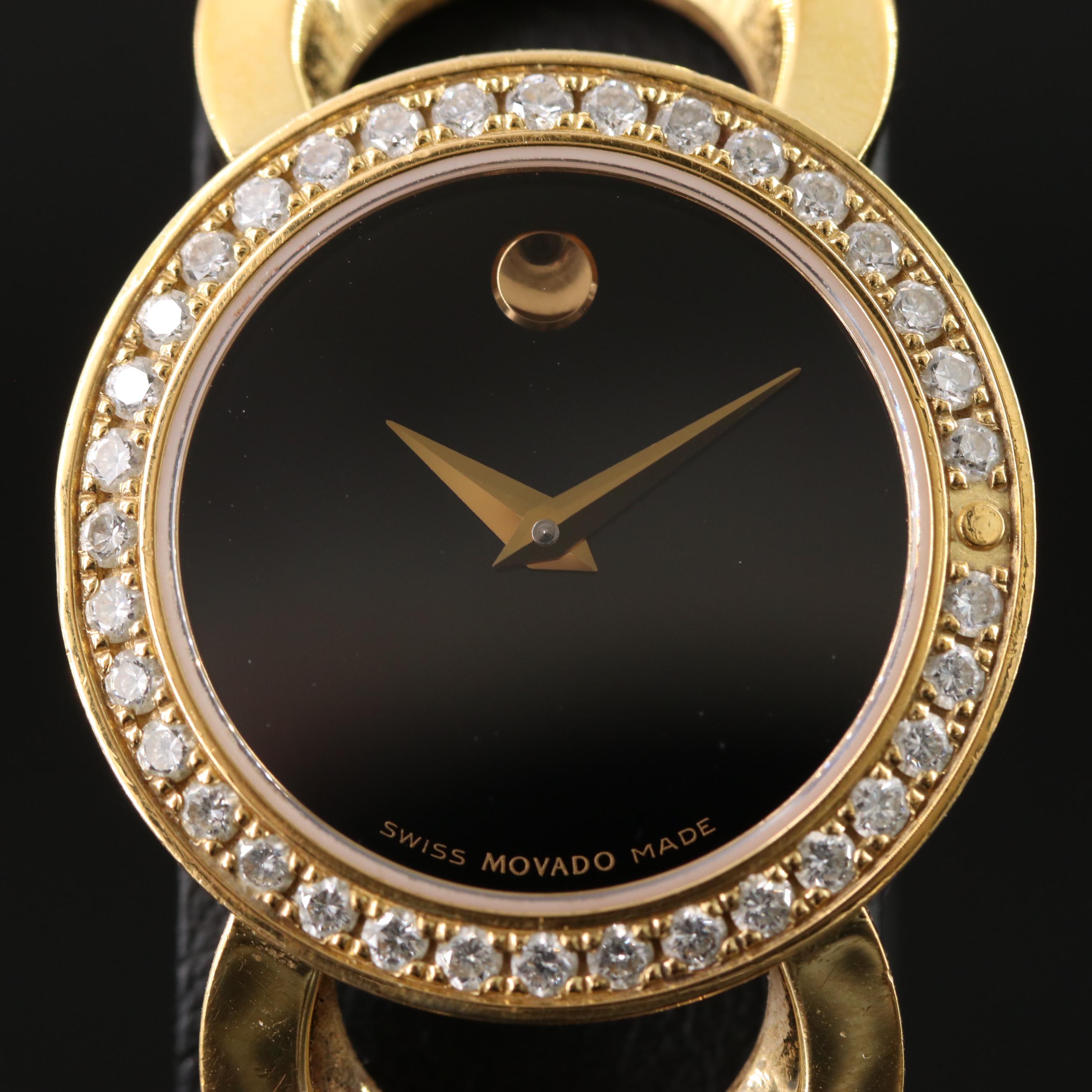 Movado Rondiro Diamond Black Dial Watch