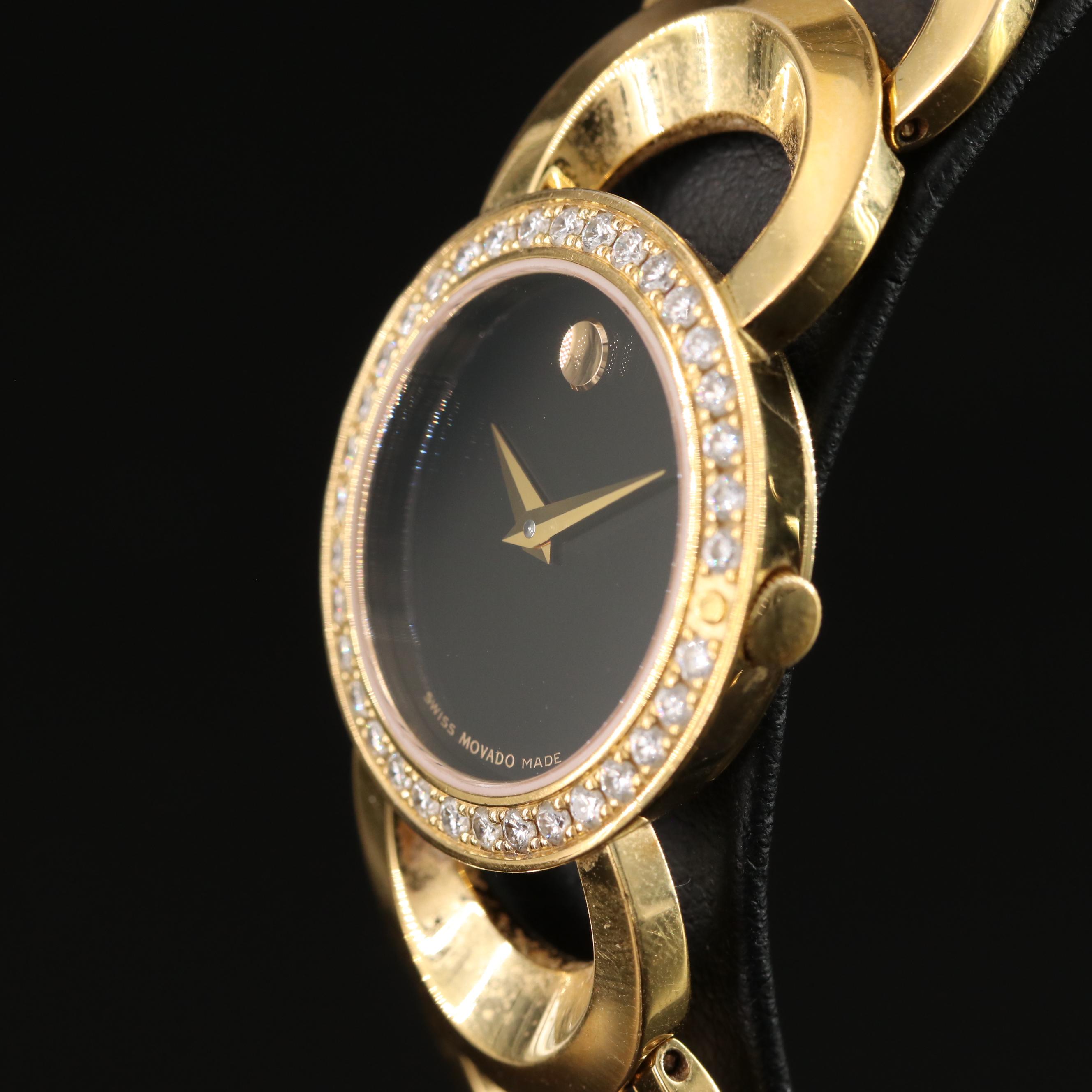 Movado Rondiro Diamond Black Dial Watch