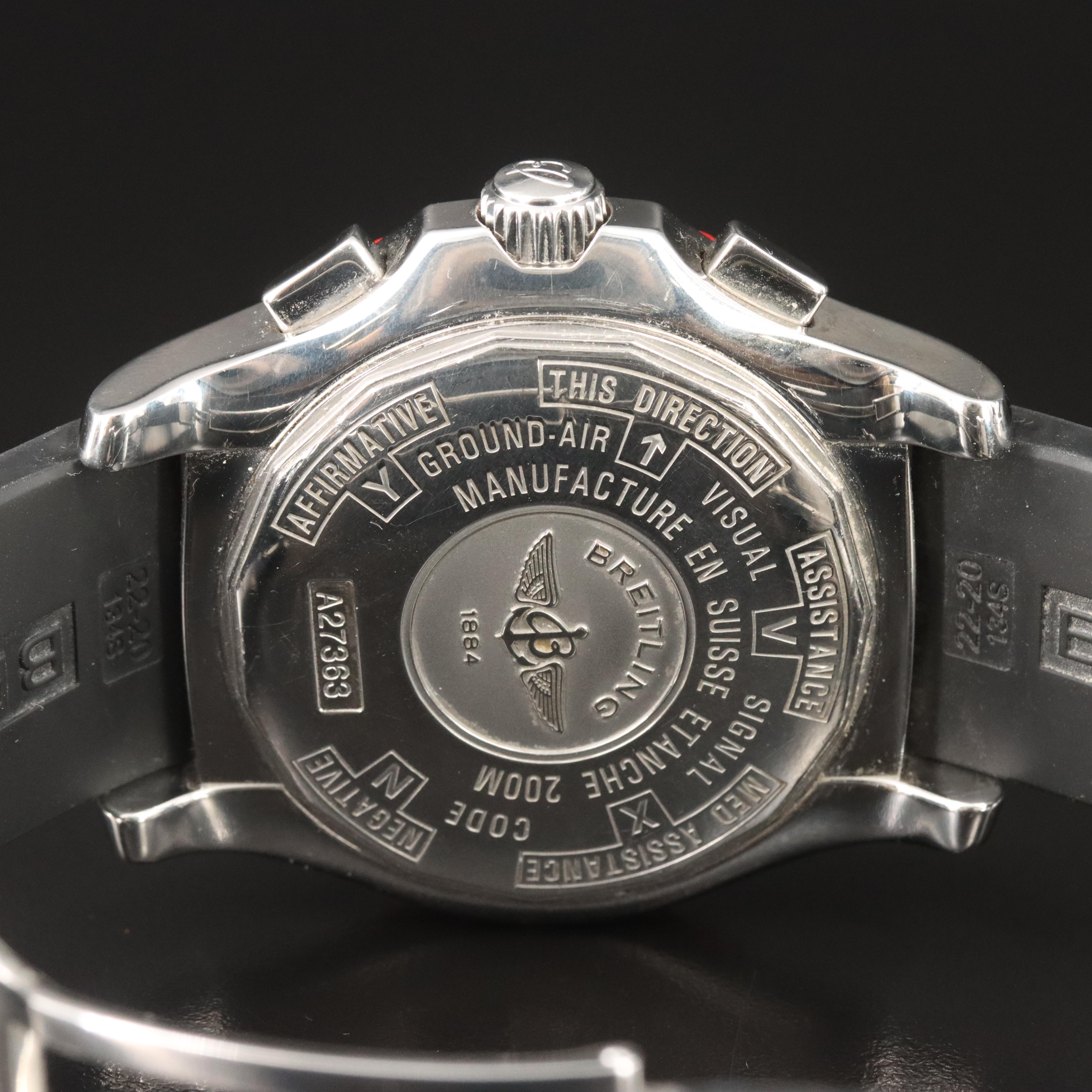 Breitling Skyracer Raven Black Dial Chrono Red Bezel Watch