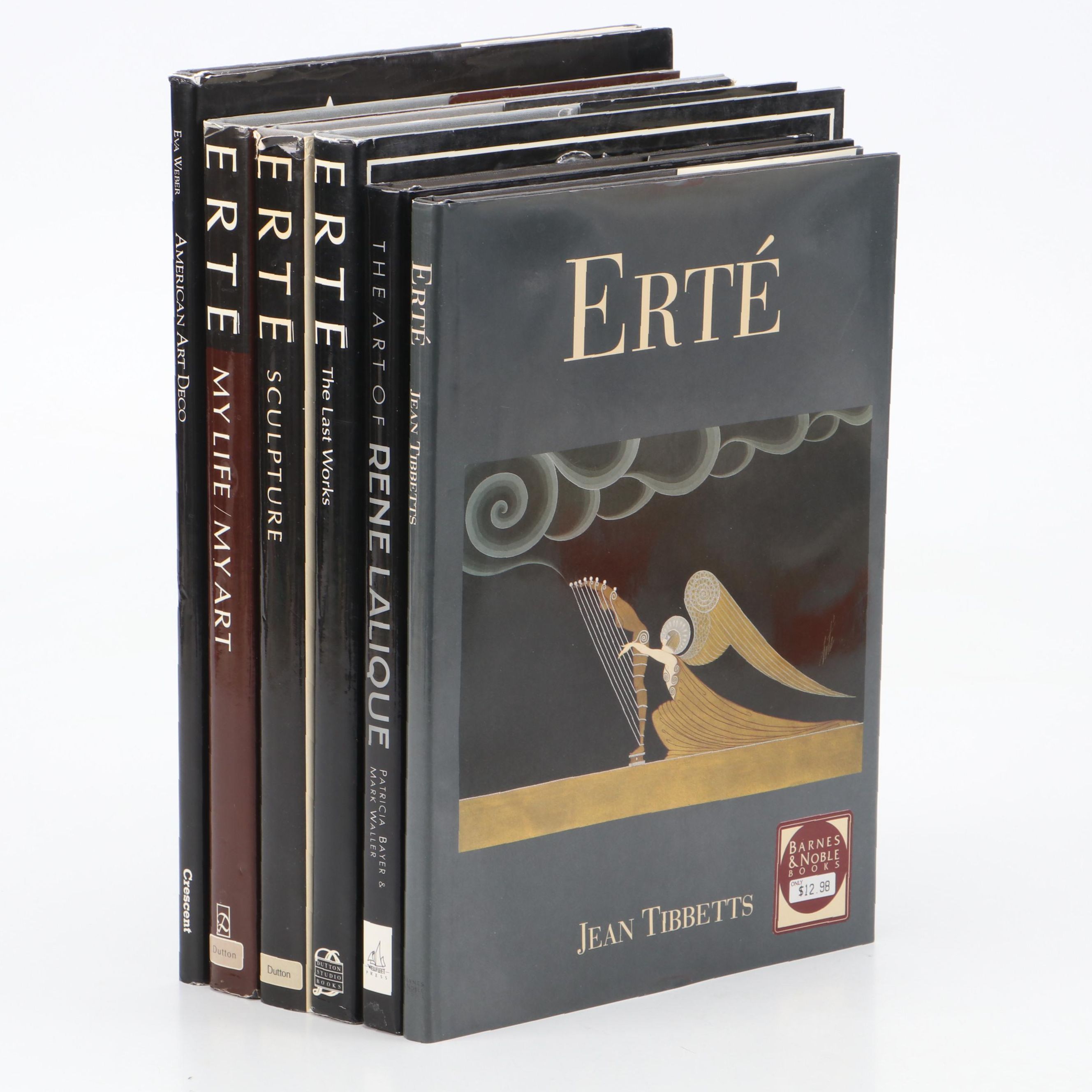 First Edition "Erté Sculpture" by Erté with More Erté and Lalique Books