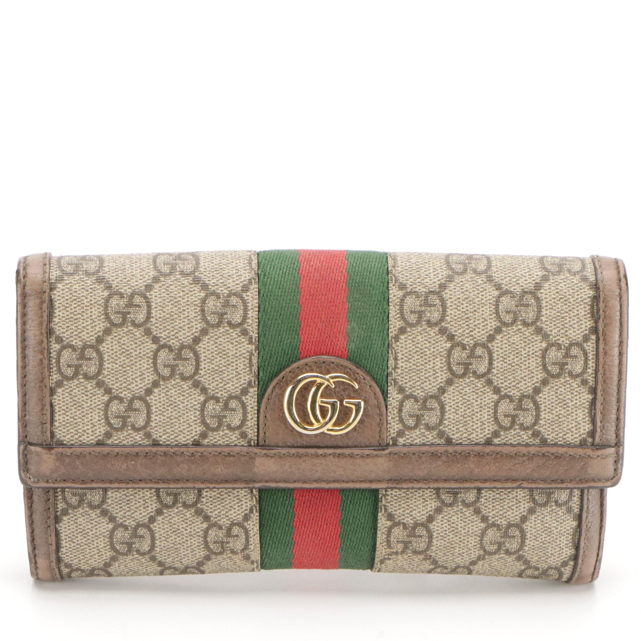 Gucci Ophidia Continental Wallet in GG Supreme Canvas/Leather