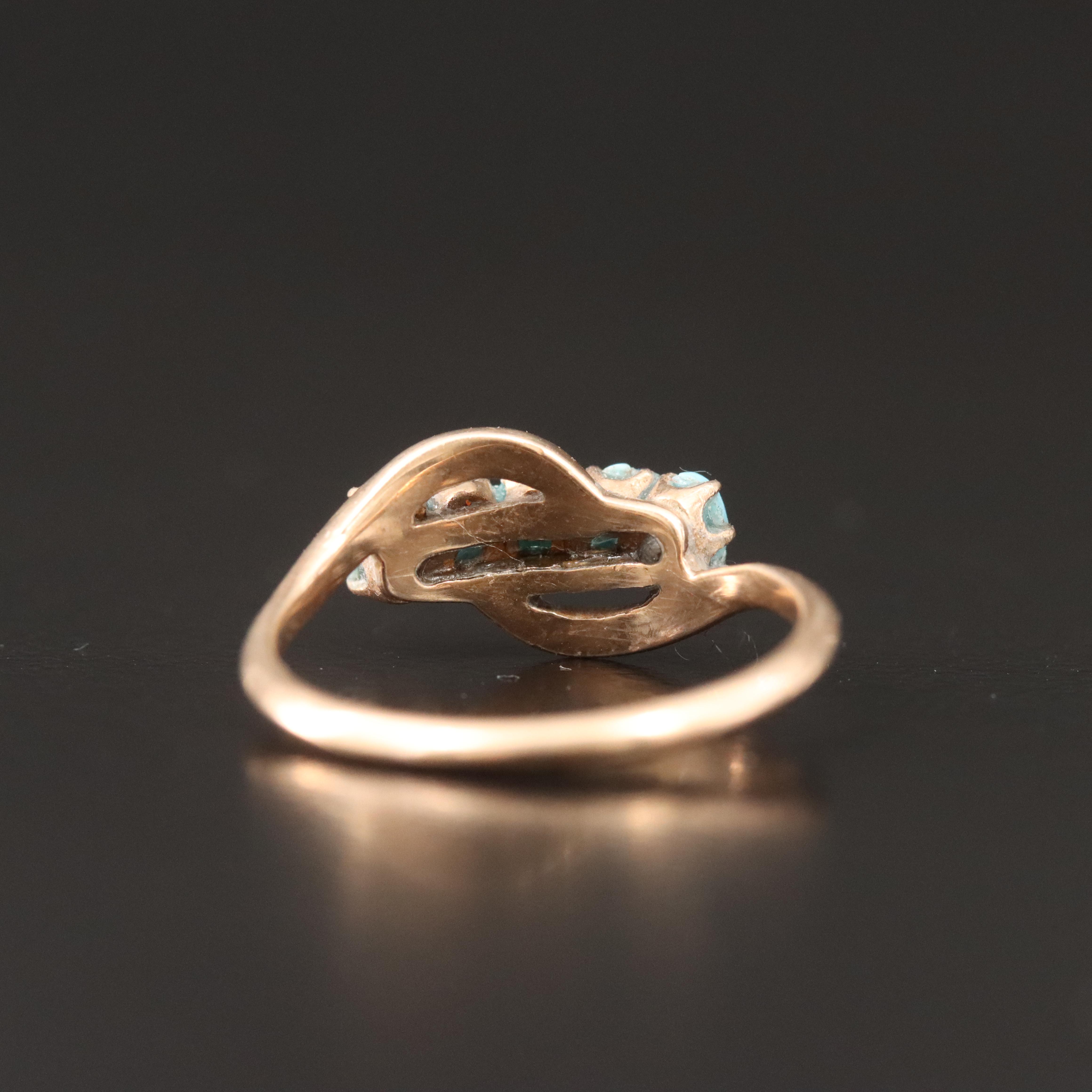 Antique 10K Rose Gold Imitation Turquoise Ring