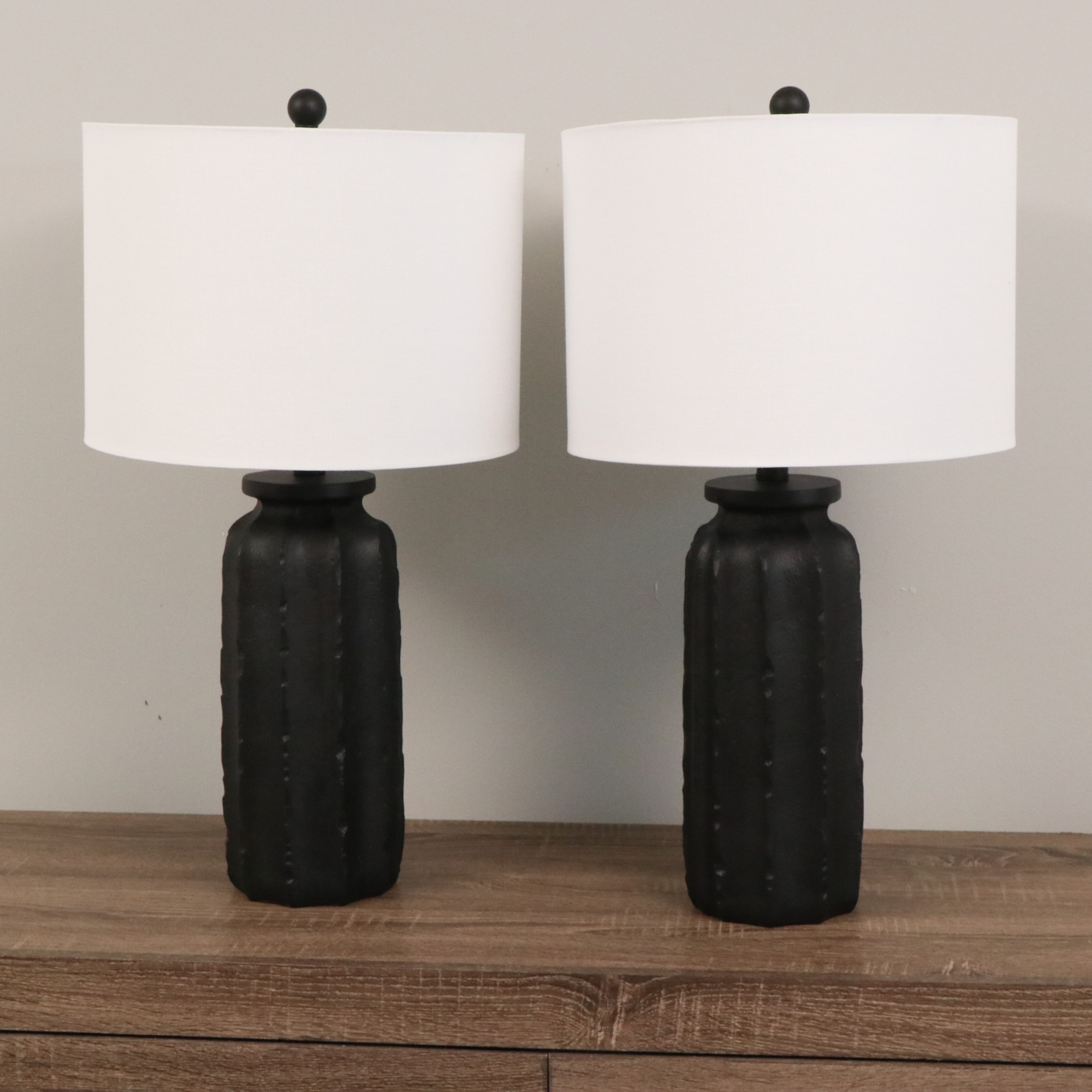 Pair of Safavieh "Candri" Black Resin Table Lamps