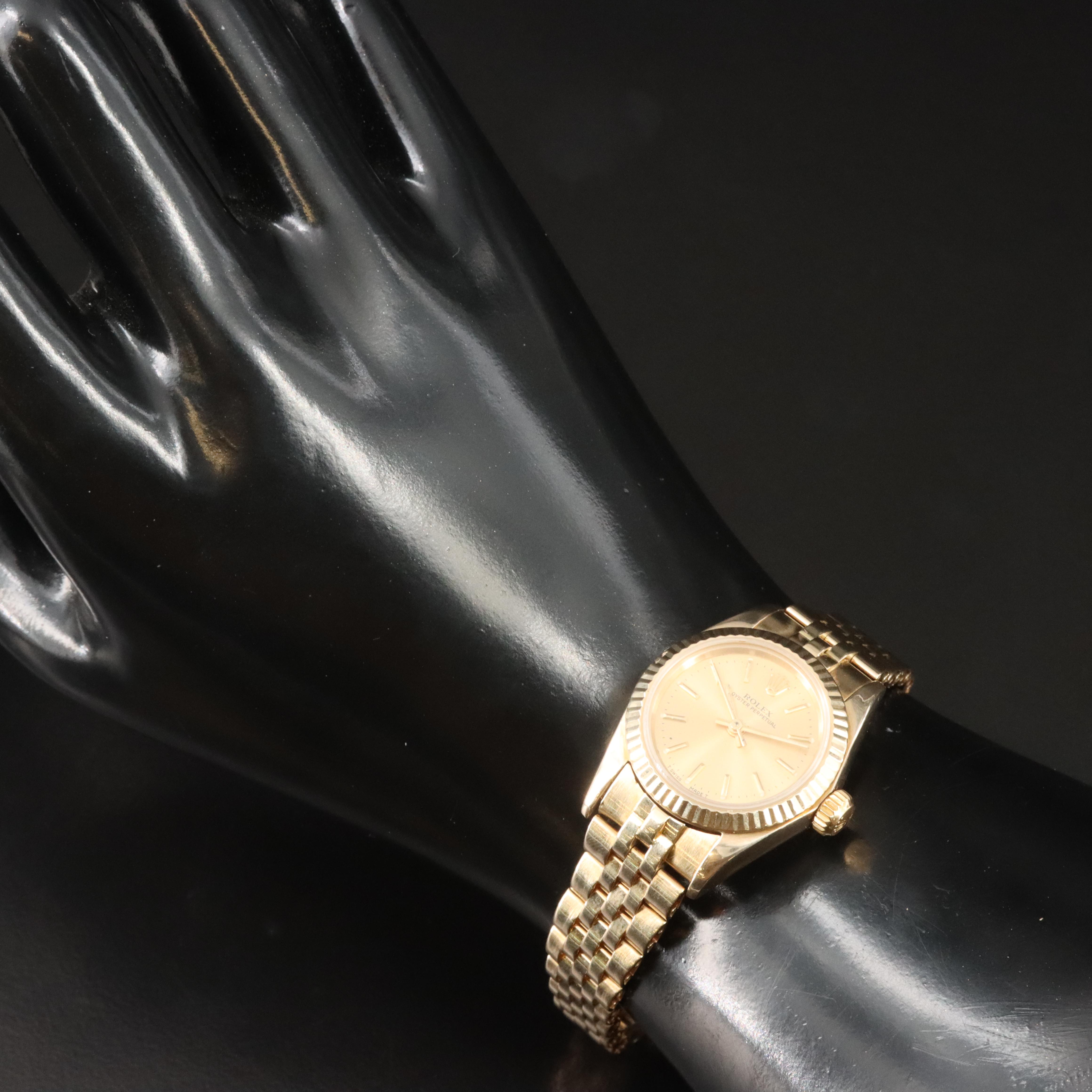 1987 Rolex Oyster Perpetual 6719 18K Gold Automatic Watch