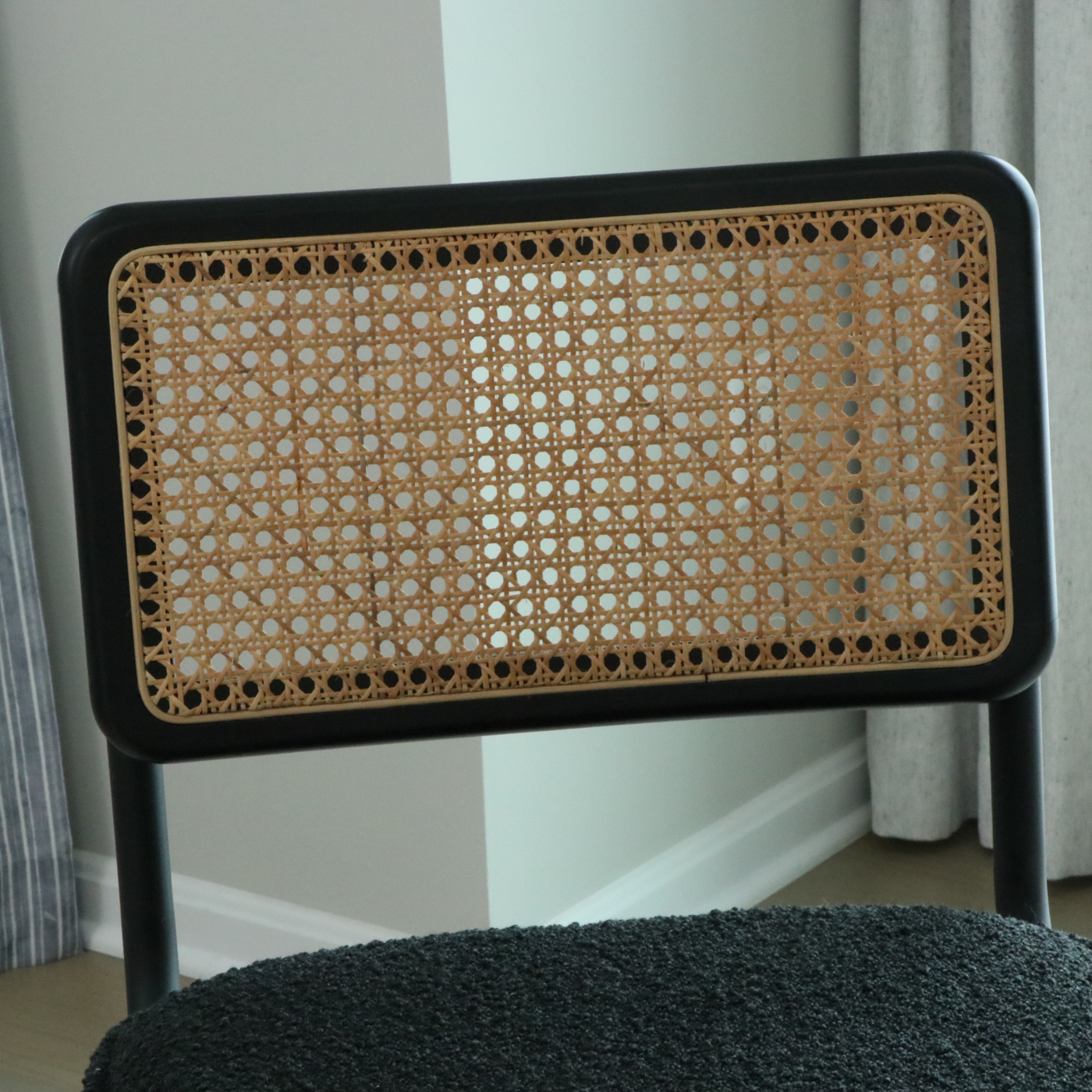 Universal Furniture Laminate Dining Table and Cane-Back Sled Base Chairs