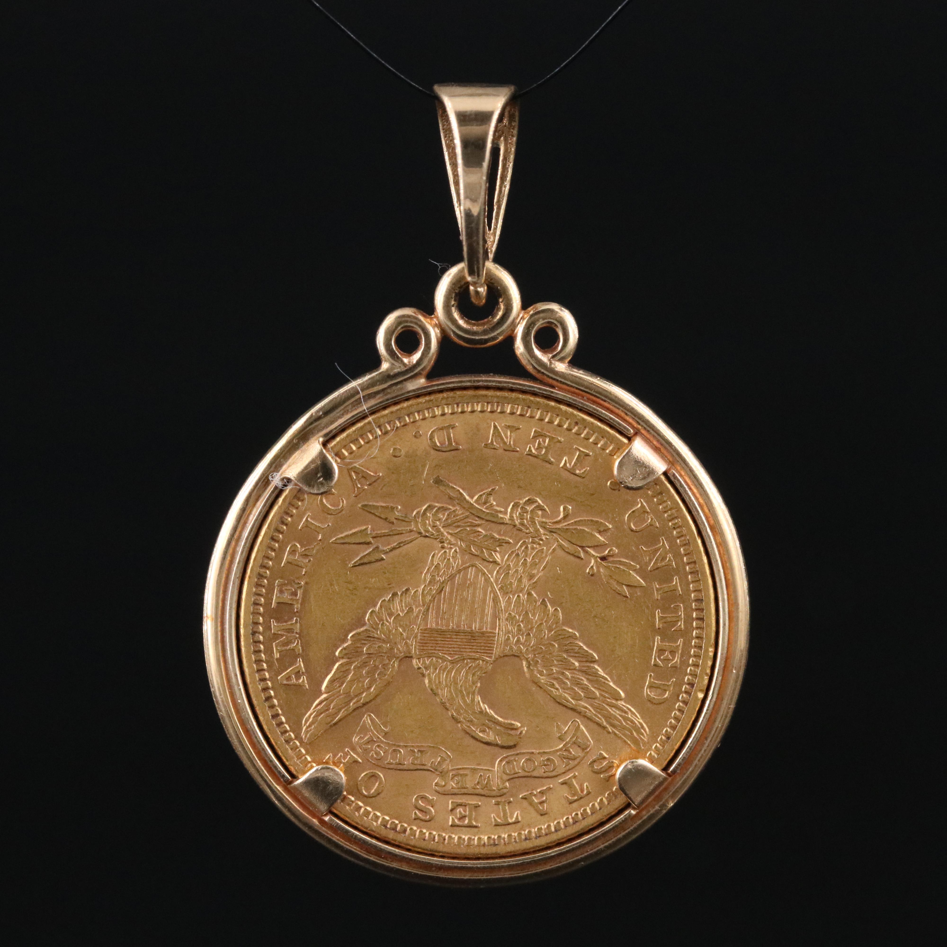 14K Pendant with 1881 Liberty Head $10 Gold Eagle