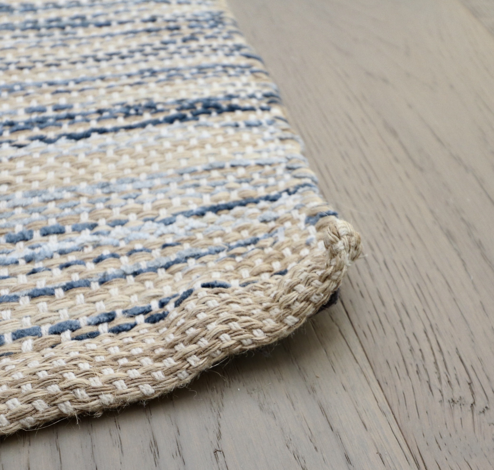 7' x 10' Machine Made Threshold "Indigo" Jute, Rayon and Cotton Rug