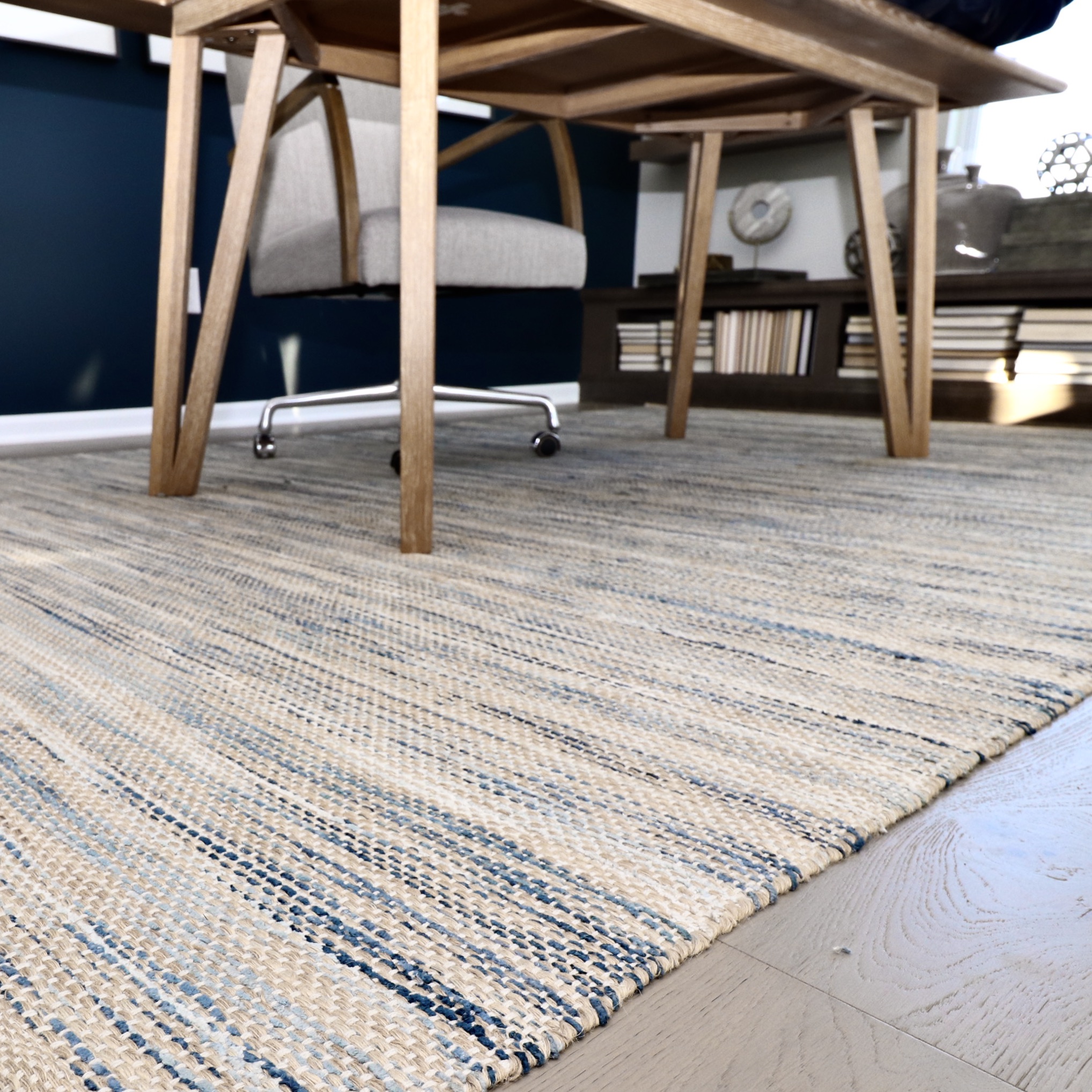 7' x 10' Machine Made Threshold "Indigo" Jute, Rayon and Cotton Rug