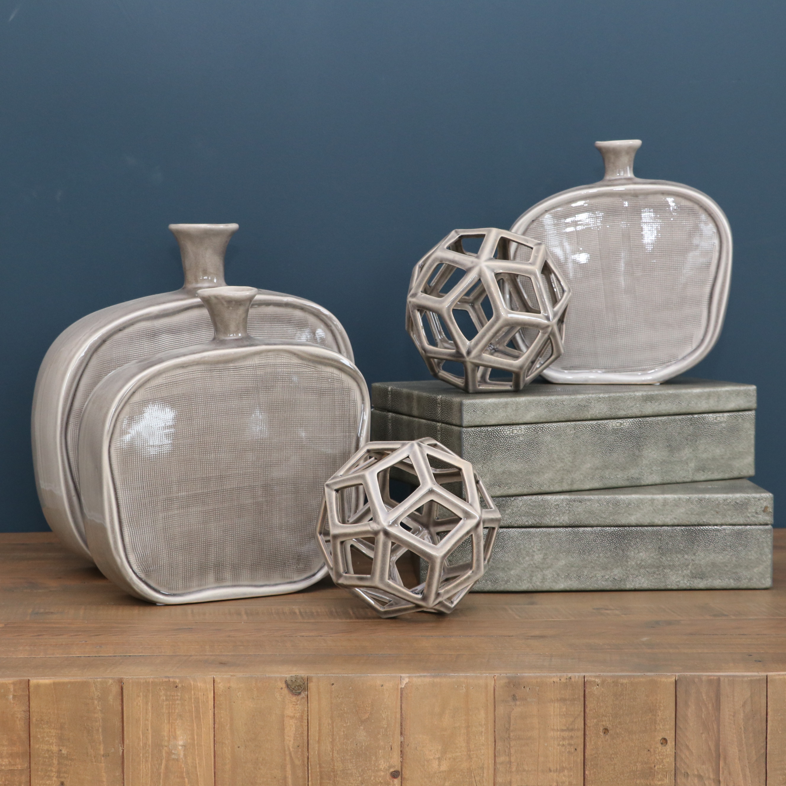 Zodax "Bora Bora" Faux Stingray Wrapped Boxes, Other Ceramic Vases and Décor