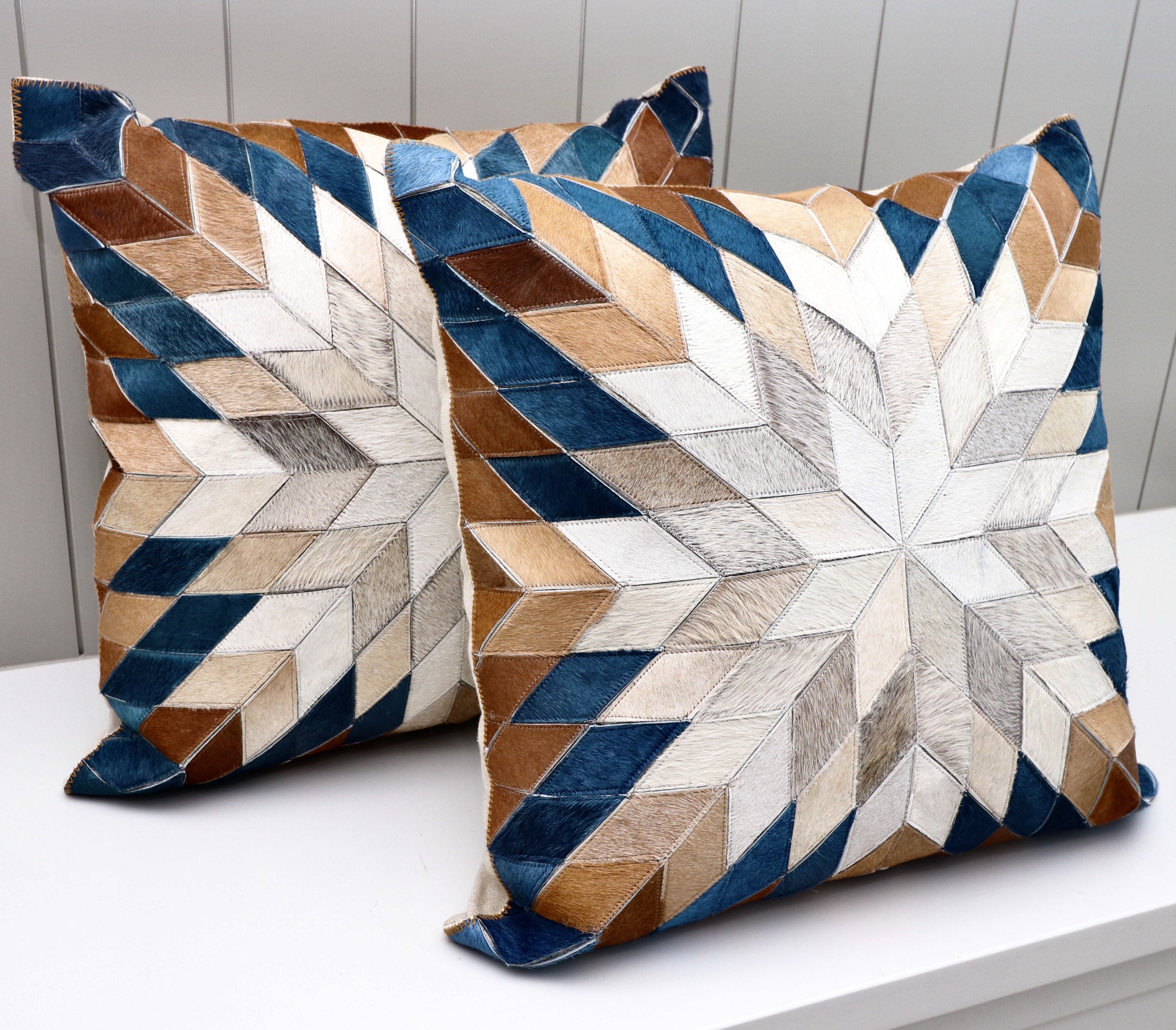 Devi Designs Woven Leather Pillow, Leather Starburst Pillows, and Other Pillows