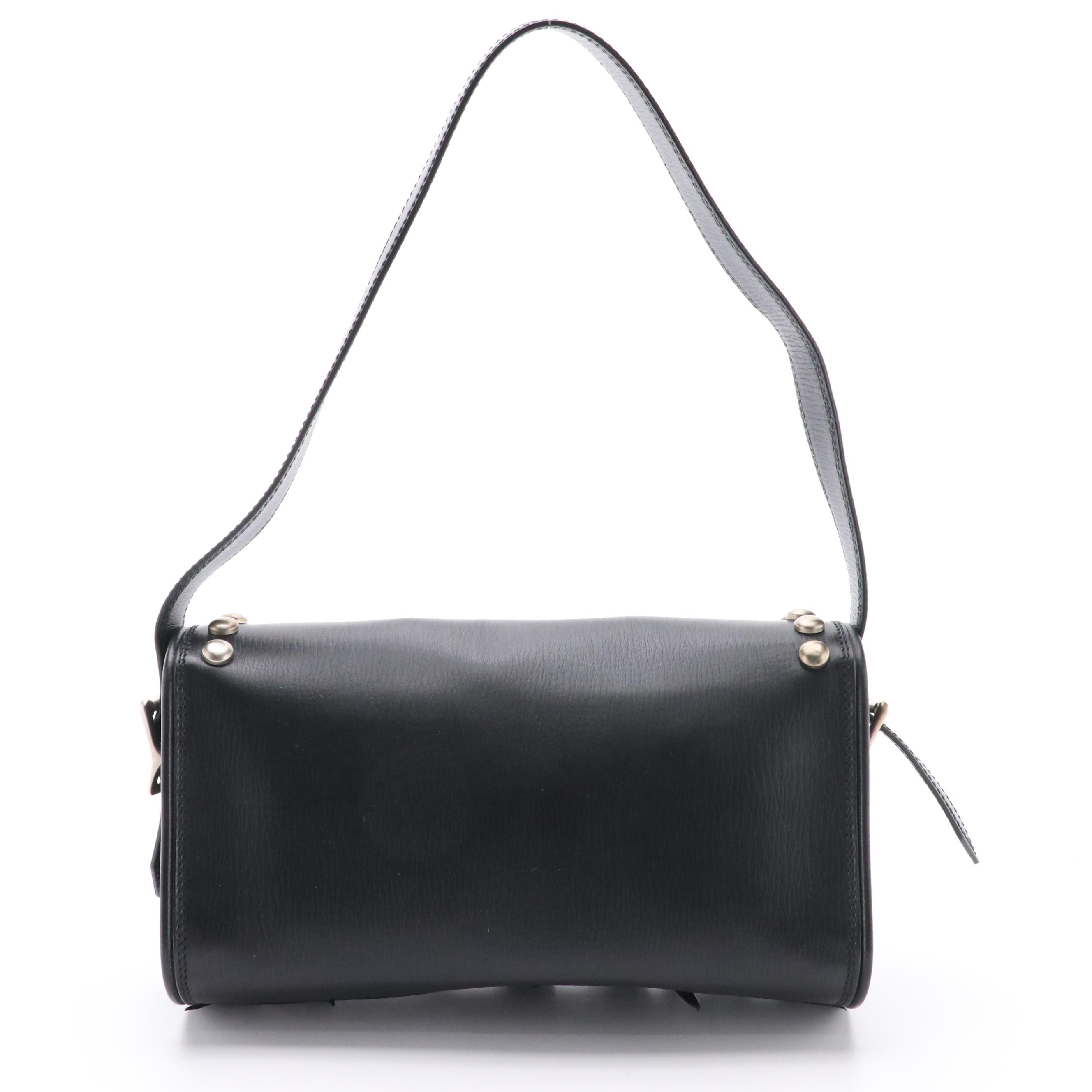 Barry Kieselstein-Cord Silver Twin Coin Messenger Bag in Black Leather, With Tag