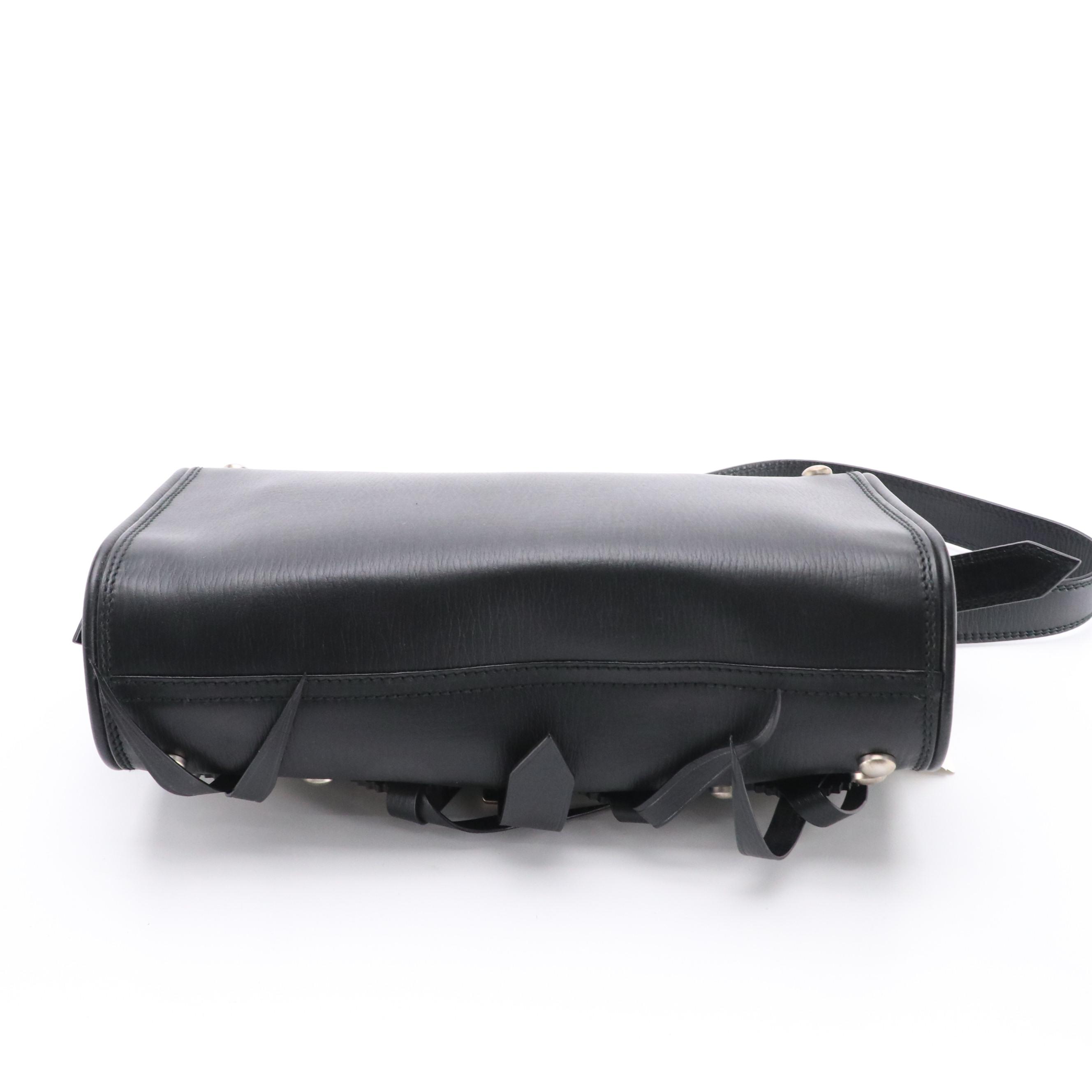 Barry Kieselstein-Cord Silver Twin Coin Messenger Bag in Black Leather, With Tag