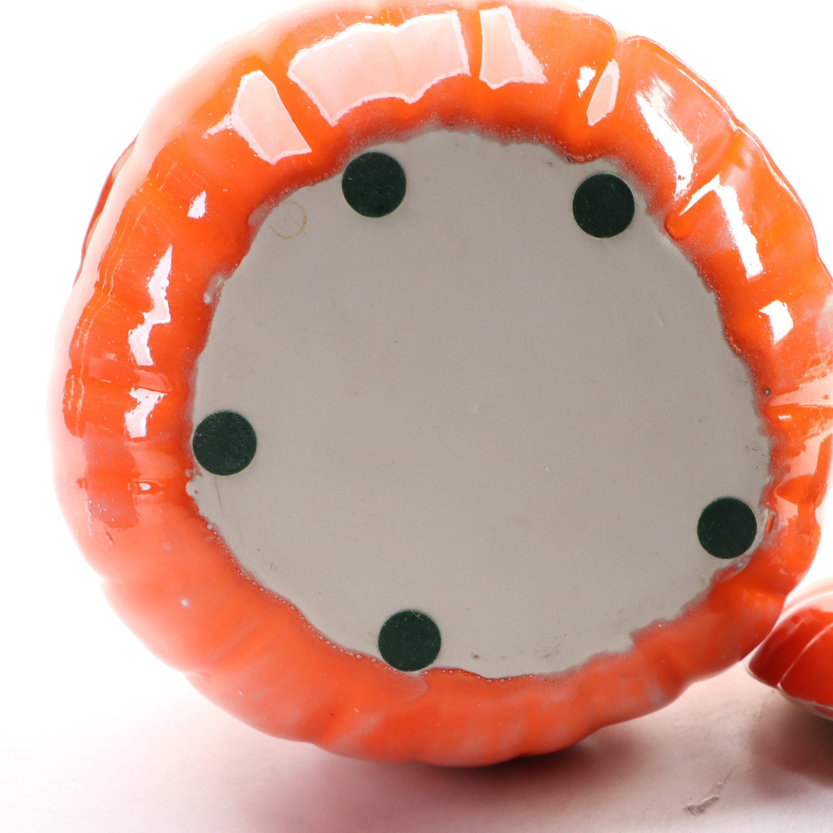 Uhl Pottery Pitcher with Other Ceramic Jack-o'-Lantern