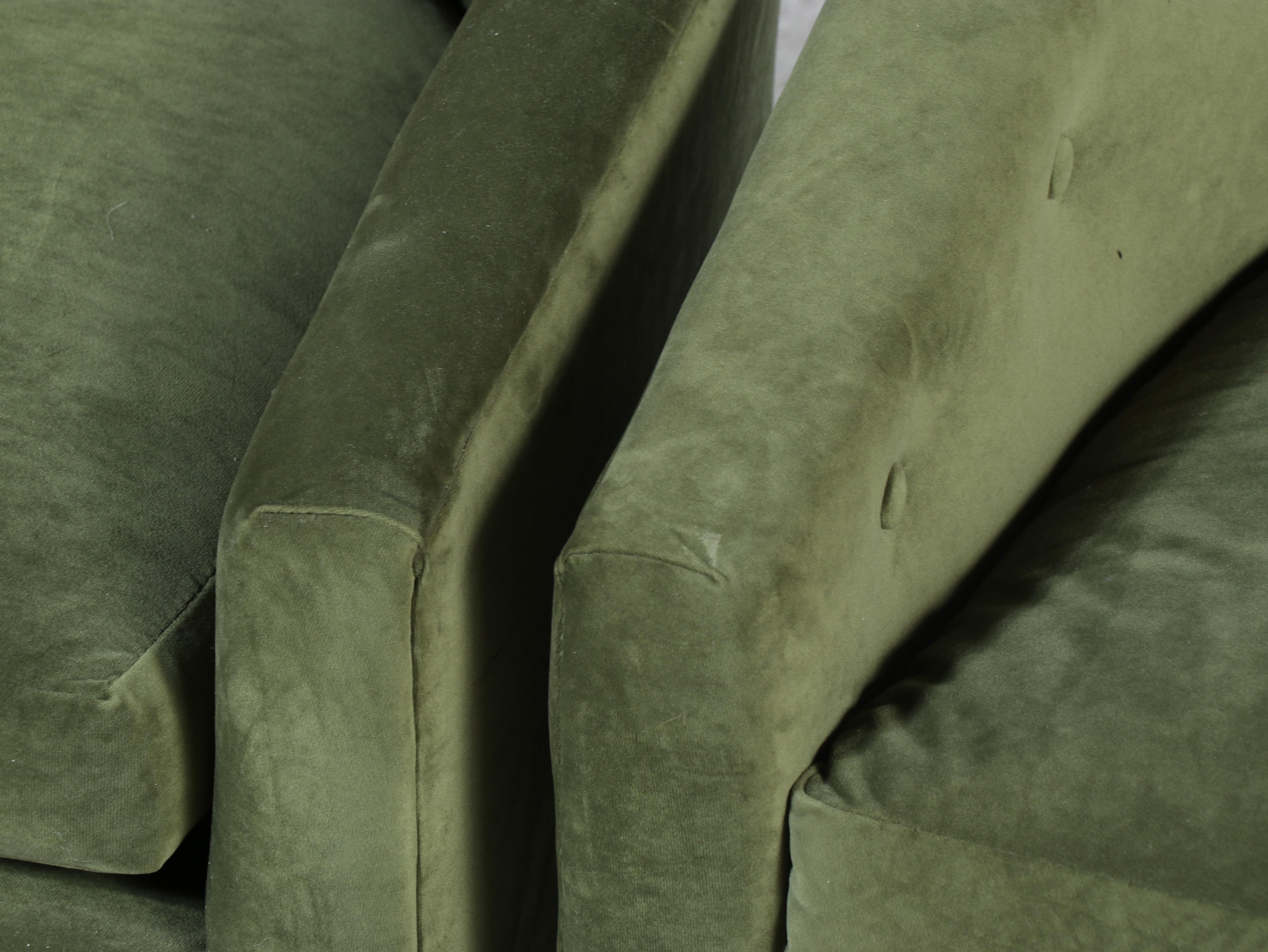 Pair of Mid Century Modern Button-Tufted Barrel-Back Club Chairs