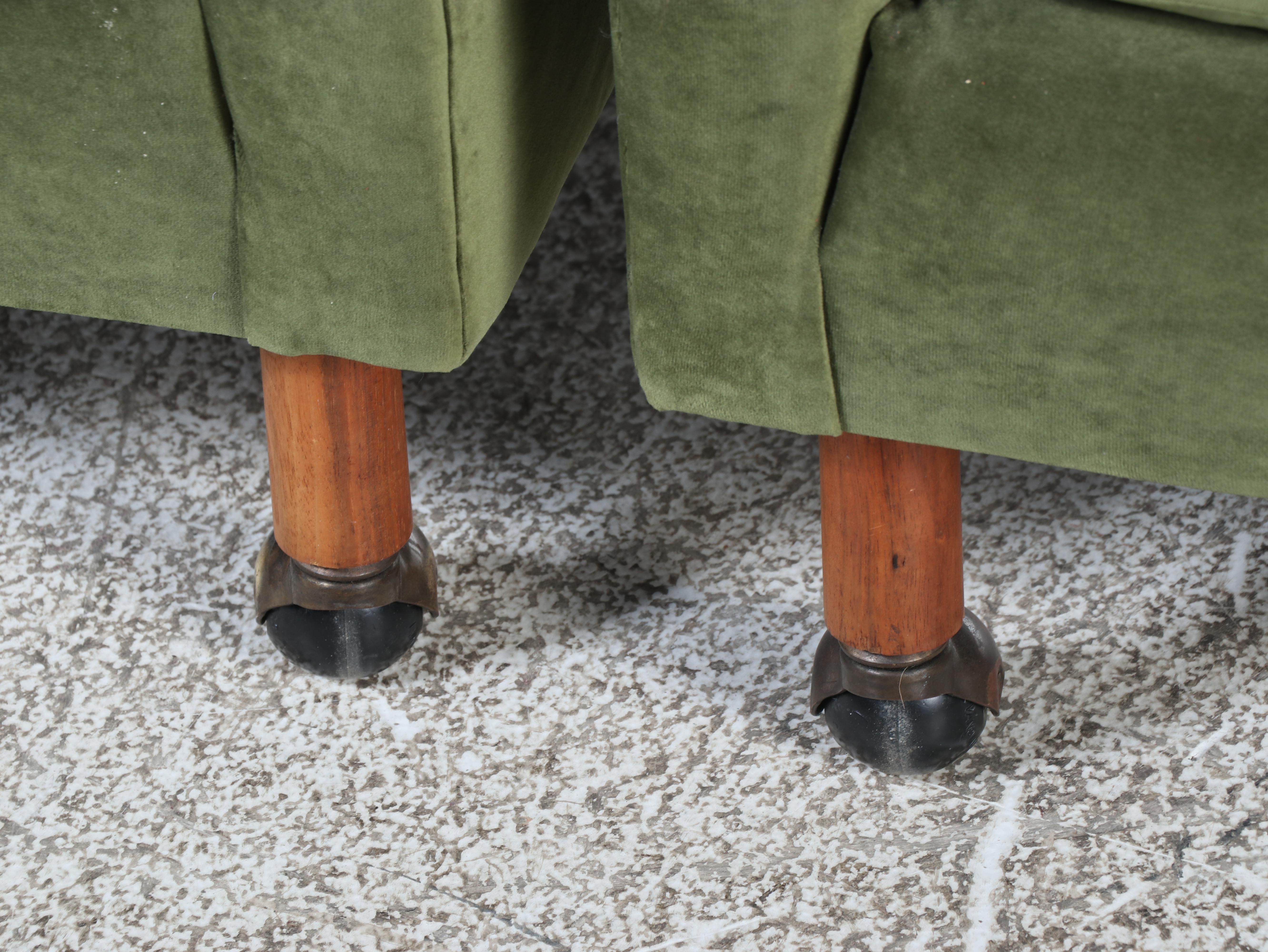 Pair of Mid Century Modern Button-Tufted Barrel-Back Club Chairs