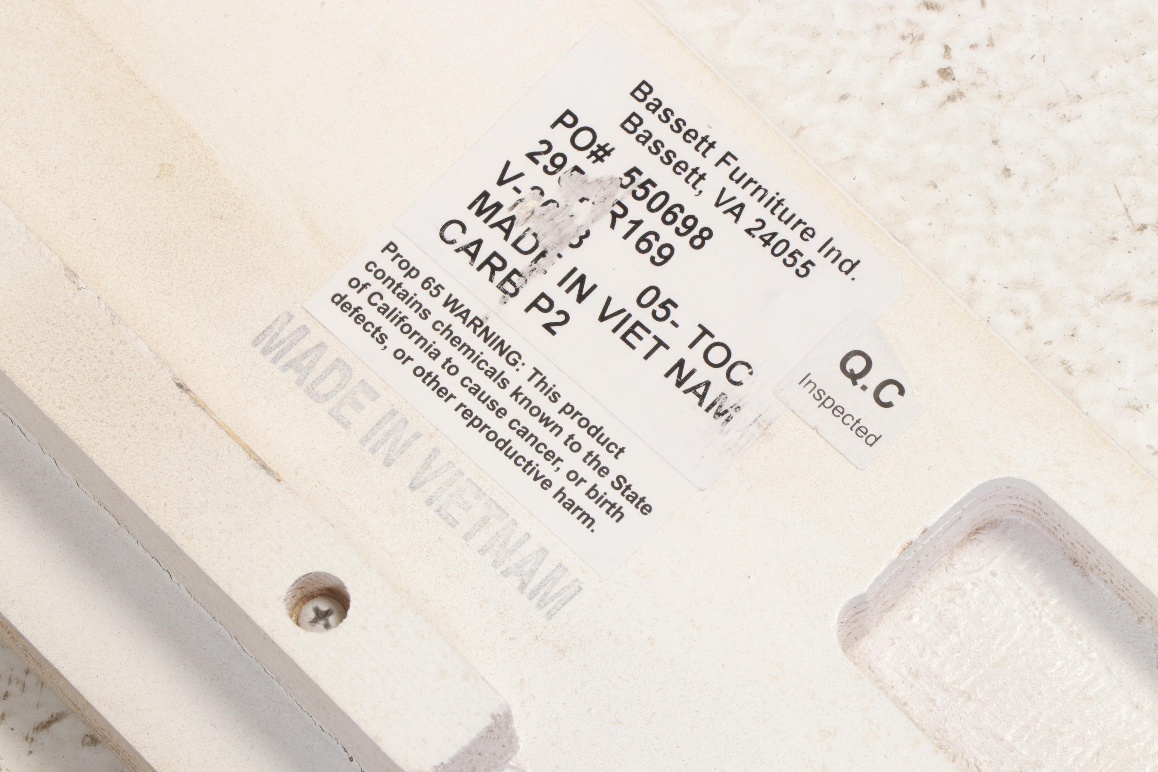 Bassett Furniture Contemporary Cream Painted Wood Bed Frame and Nightstand