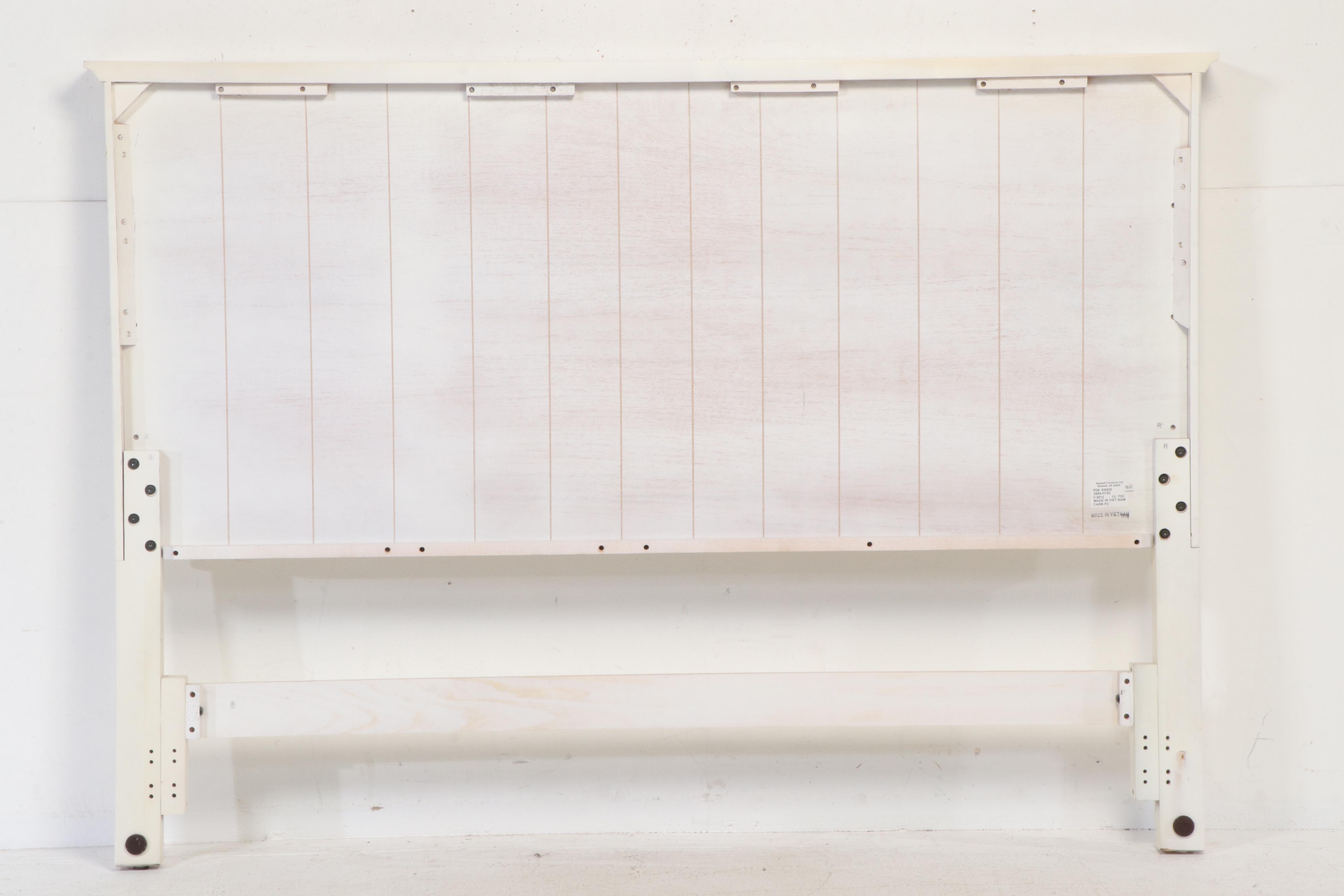 Bassett Furniture Contemporary Cream Painted Wood Bed Frame and Nightstand