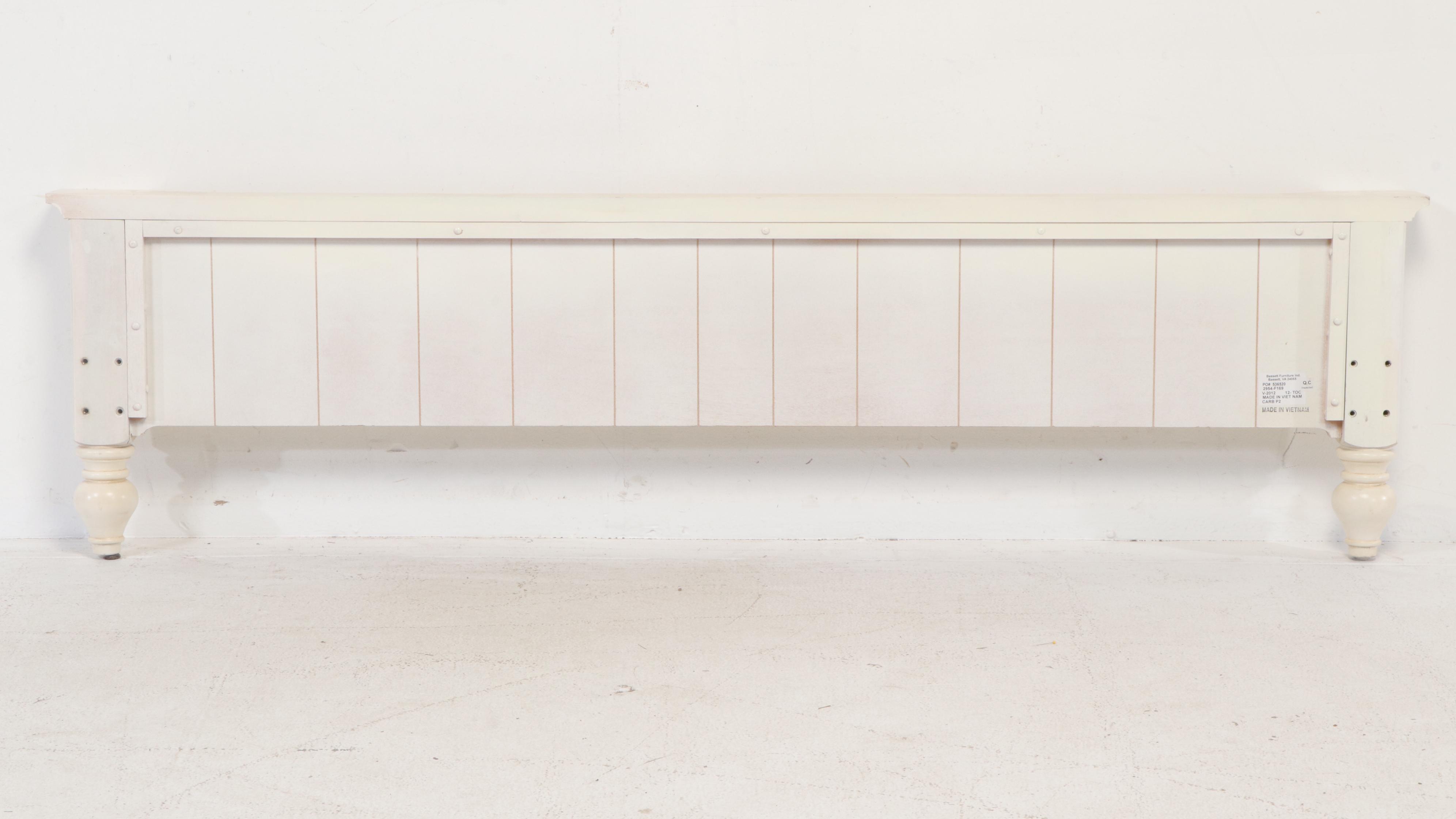 Bassett Furniture Contemporary Cream Painted Wood Bed Frame and Nightstand