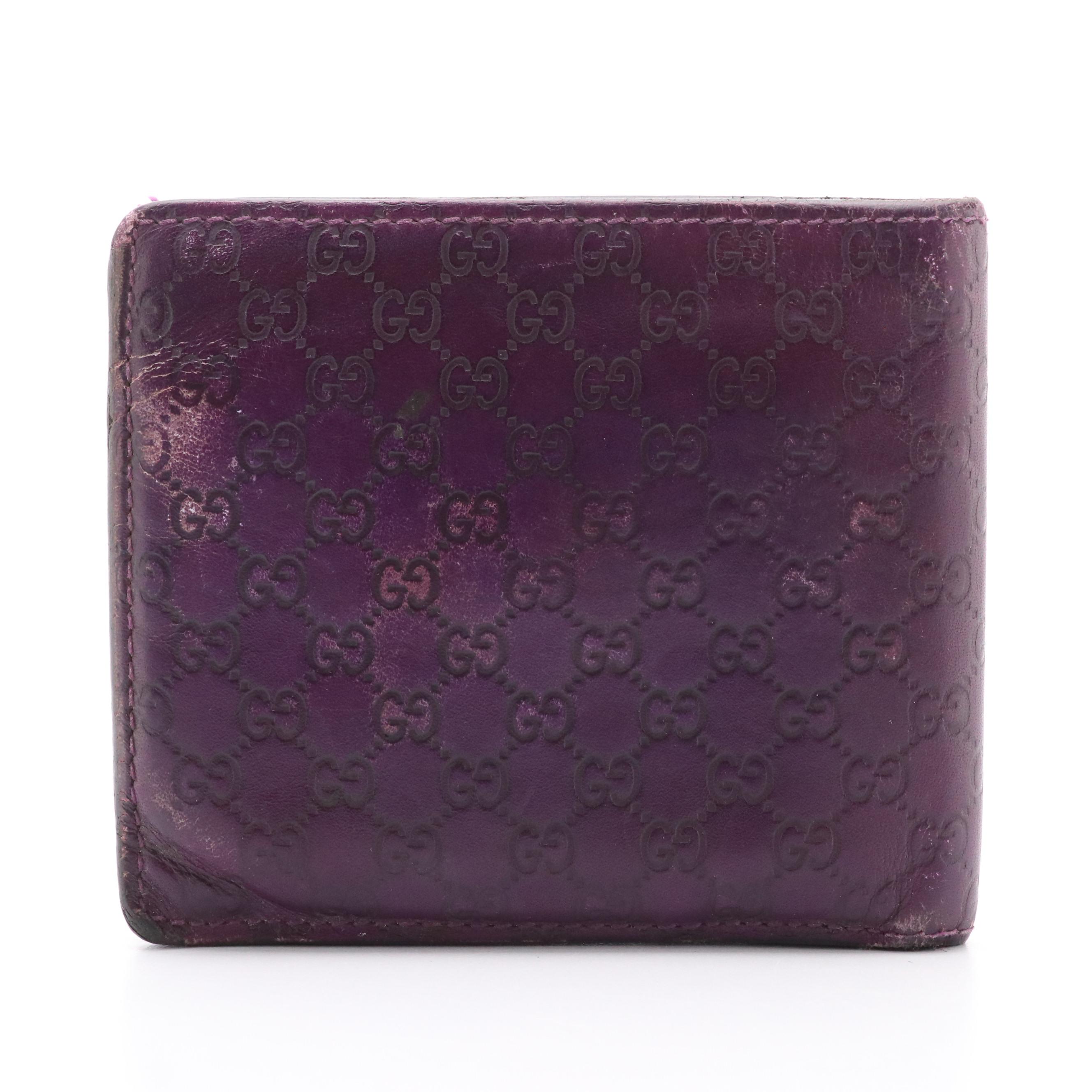 Gucci Bifold Wallet in Dark Purple Microguccissima Leather