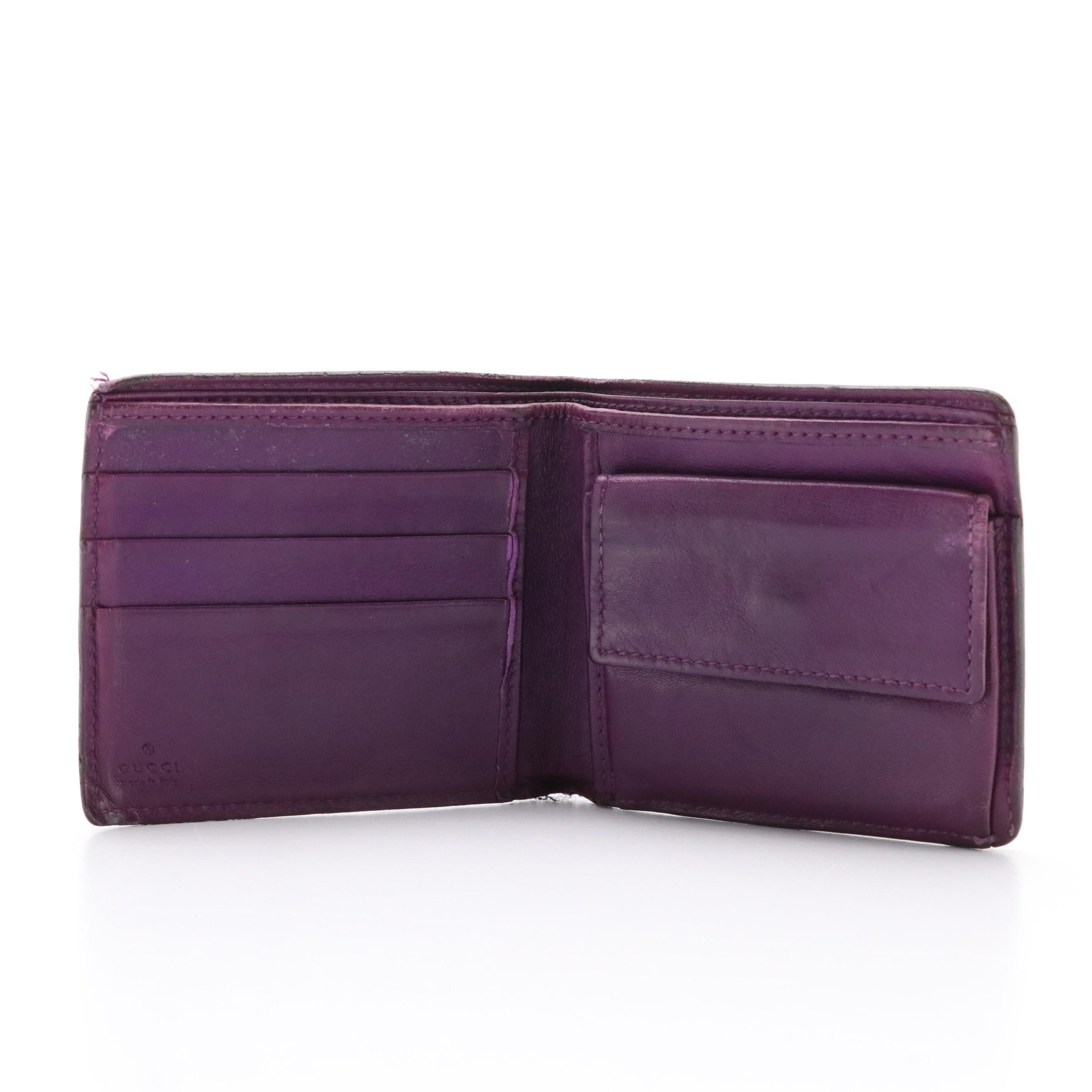 Gucci Bifold Wallet in Dark Purple Microguccissima Leather