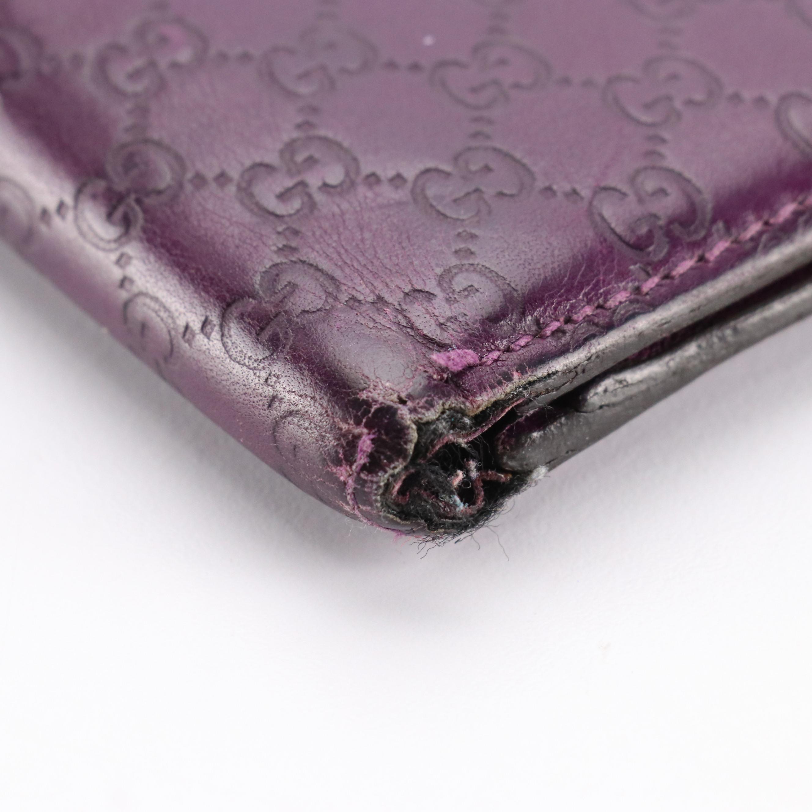 Gucci Bifold Wallet in Dark Purple Microguccissima Leather