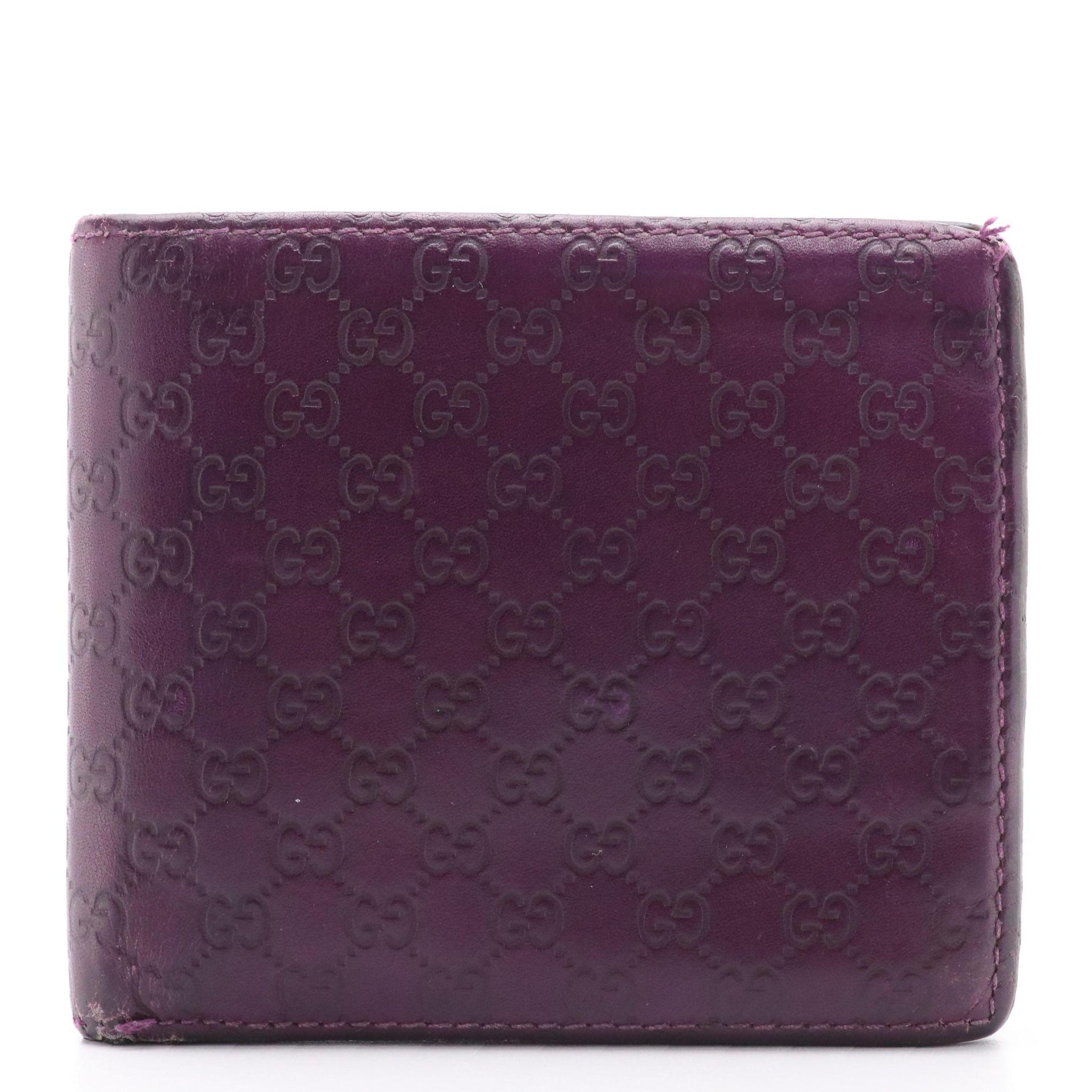 Gucci Bifold Wallet in Dark Purple Microguccissima Leather