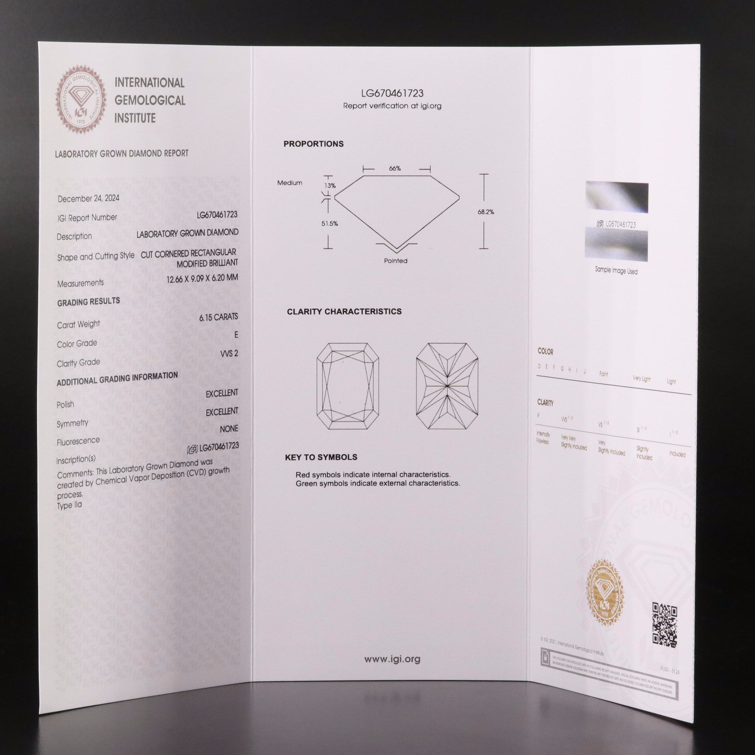 Loose 6.15 CT Lab Grown Diamond with IGI Report
