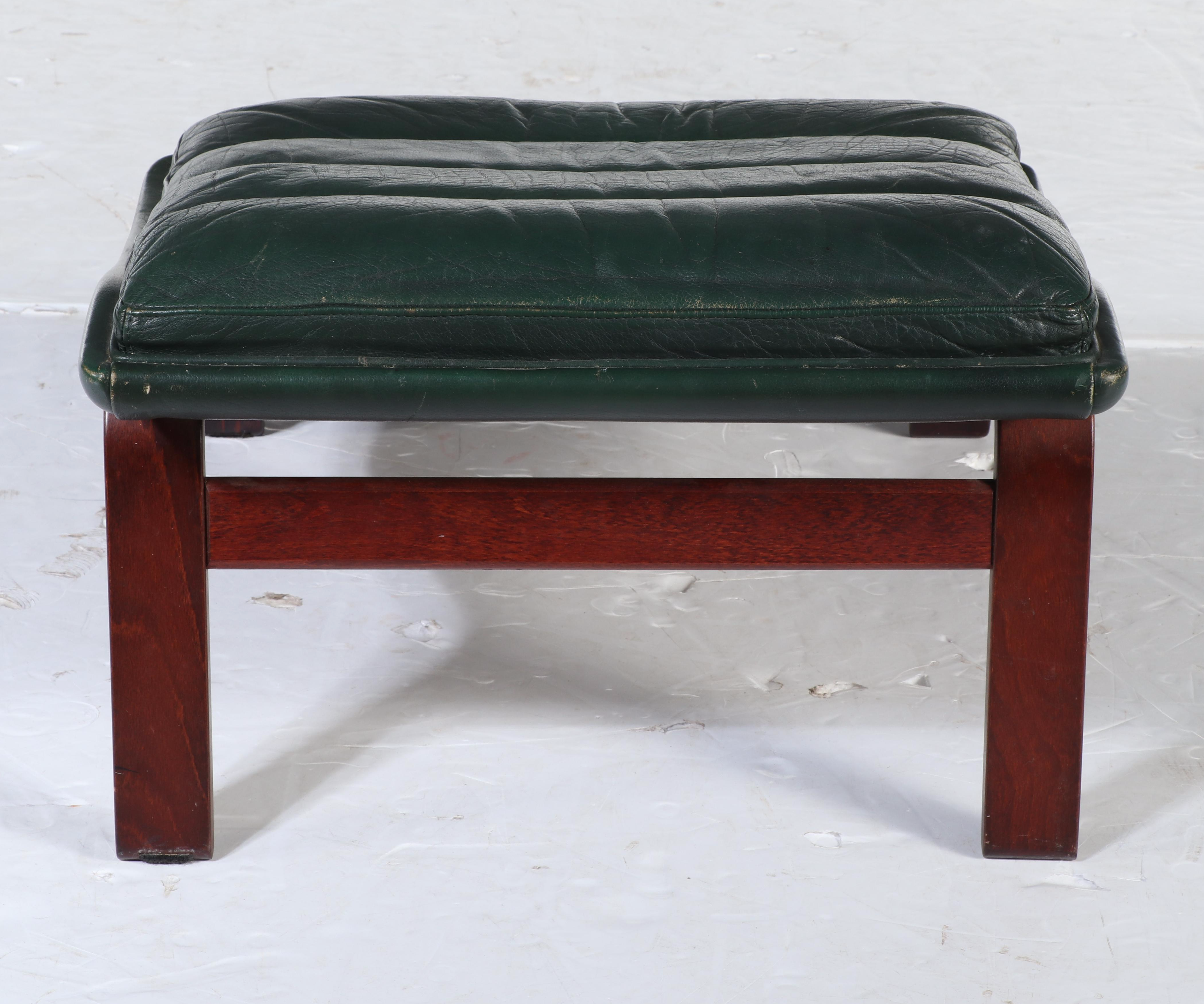 Modernist Bentwood and Green Leather Footstool, Late 20th Century