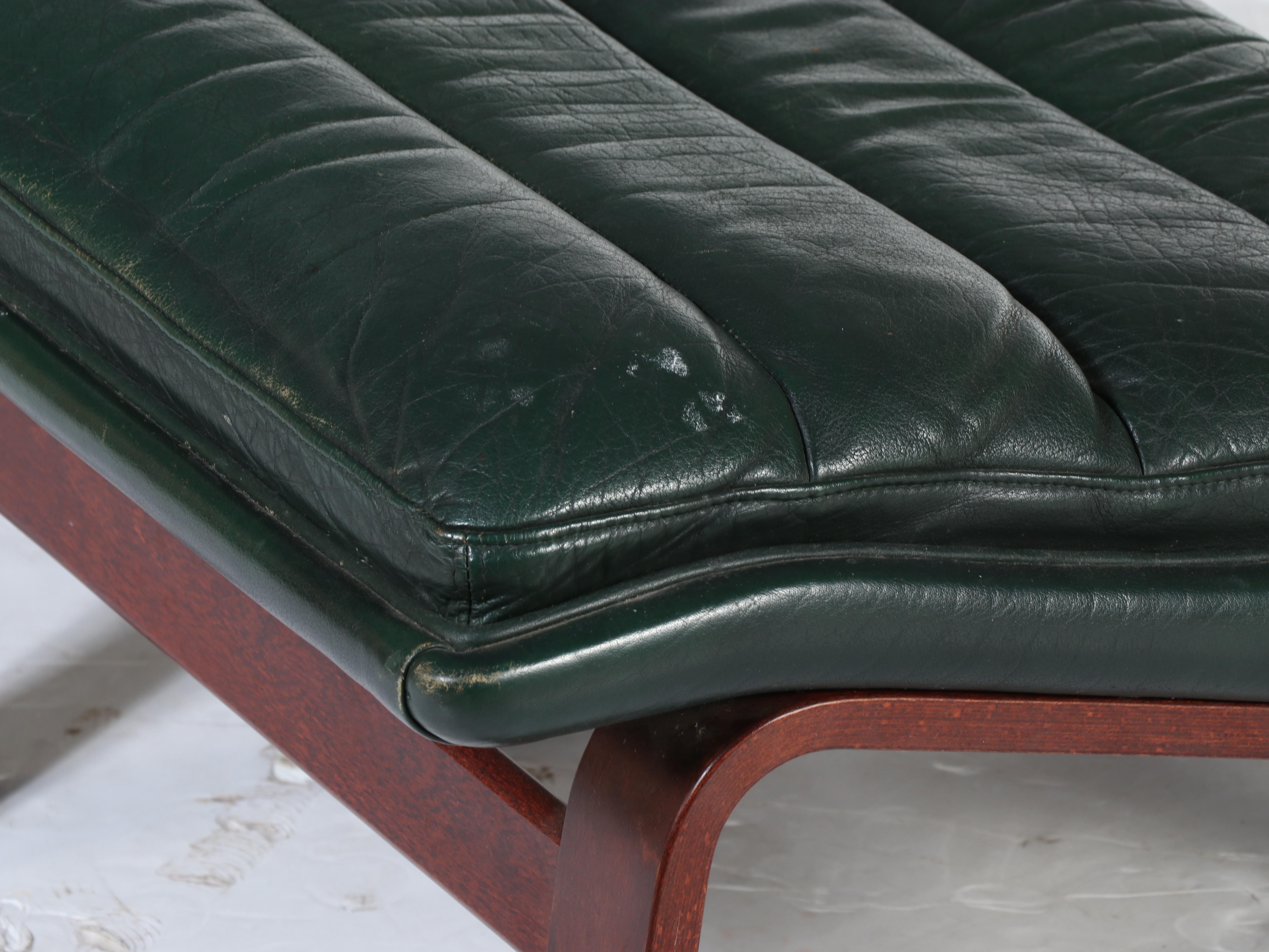 Modernist Bentwood and Green Leather Footstool, Late 20th Century