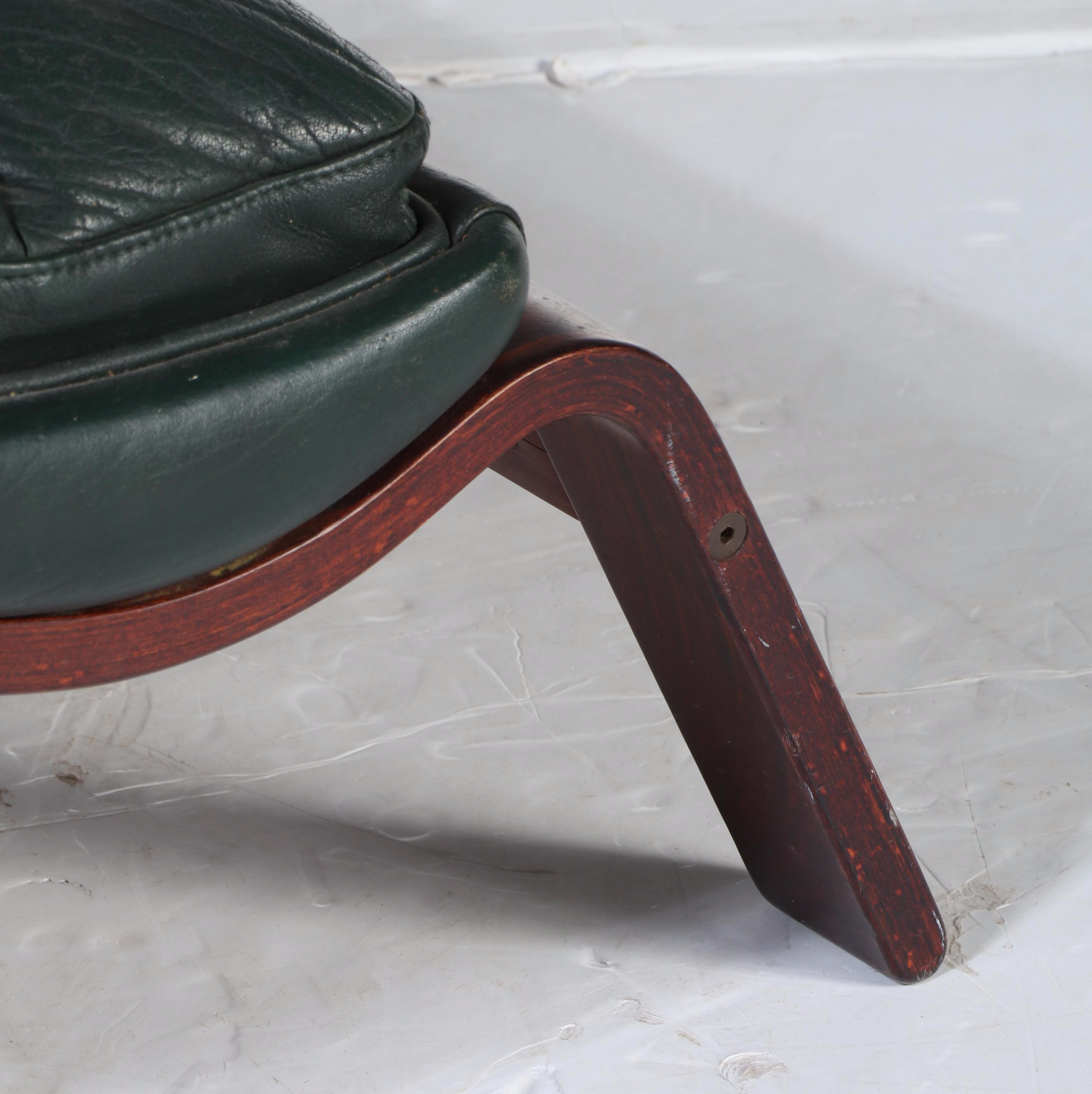 Modernist Bentwood and Green Leather Footstool, Late 20th Century