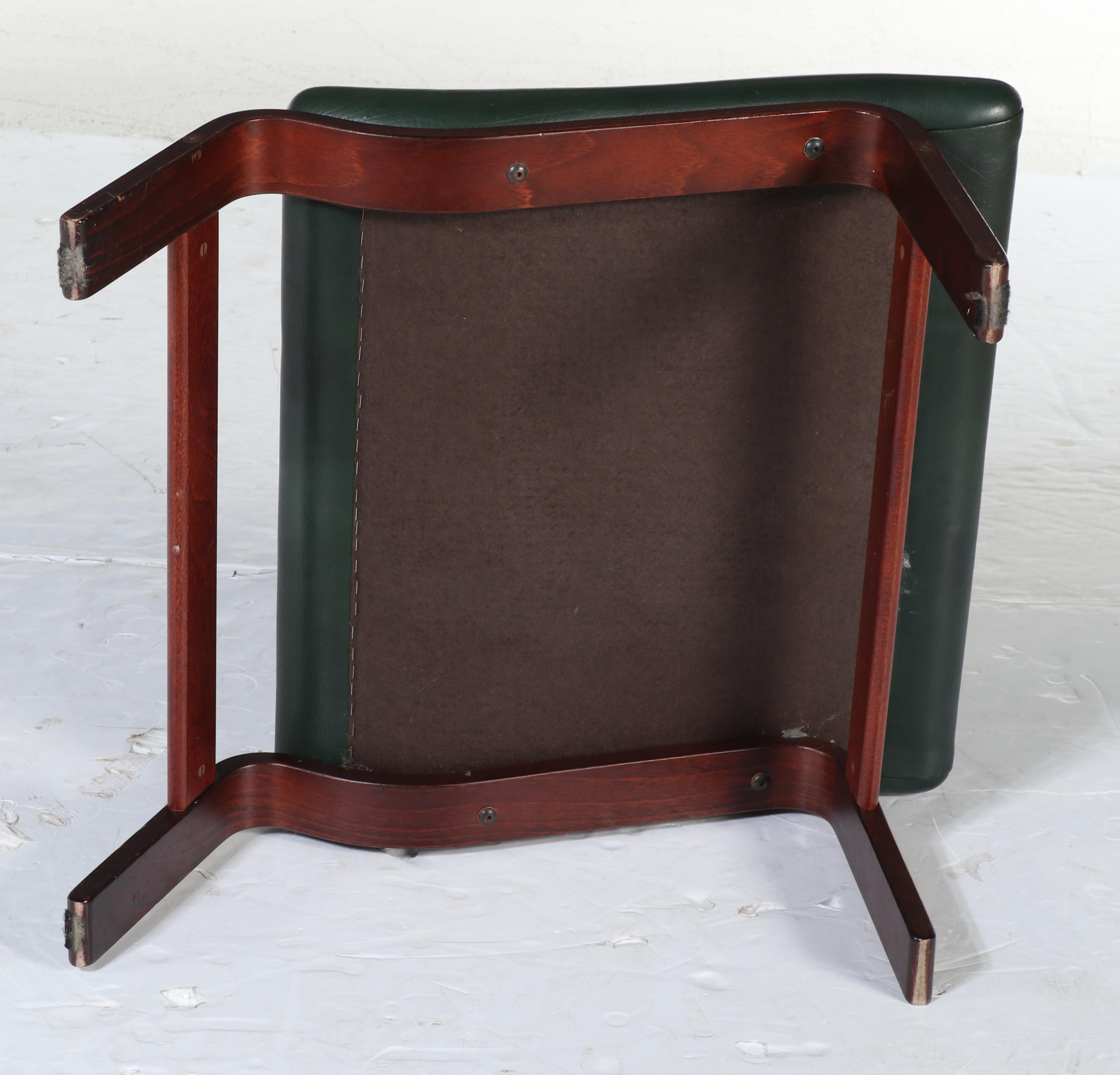 Modernist Bentwood and Green Leather Footstool, Late 20th Century